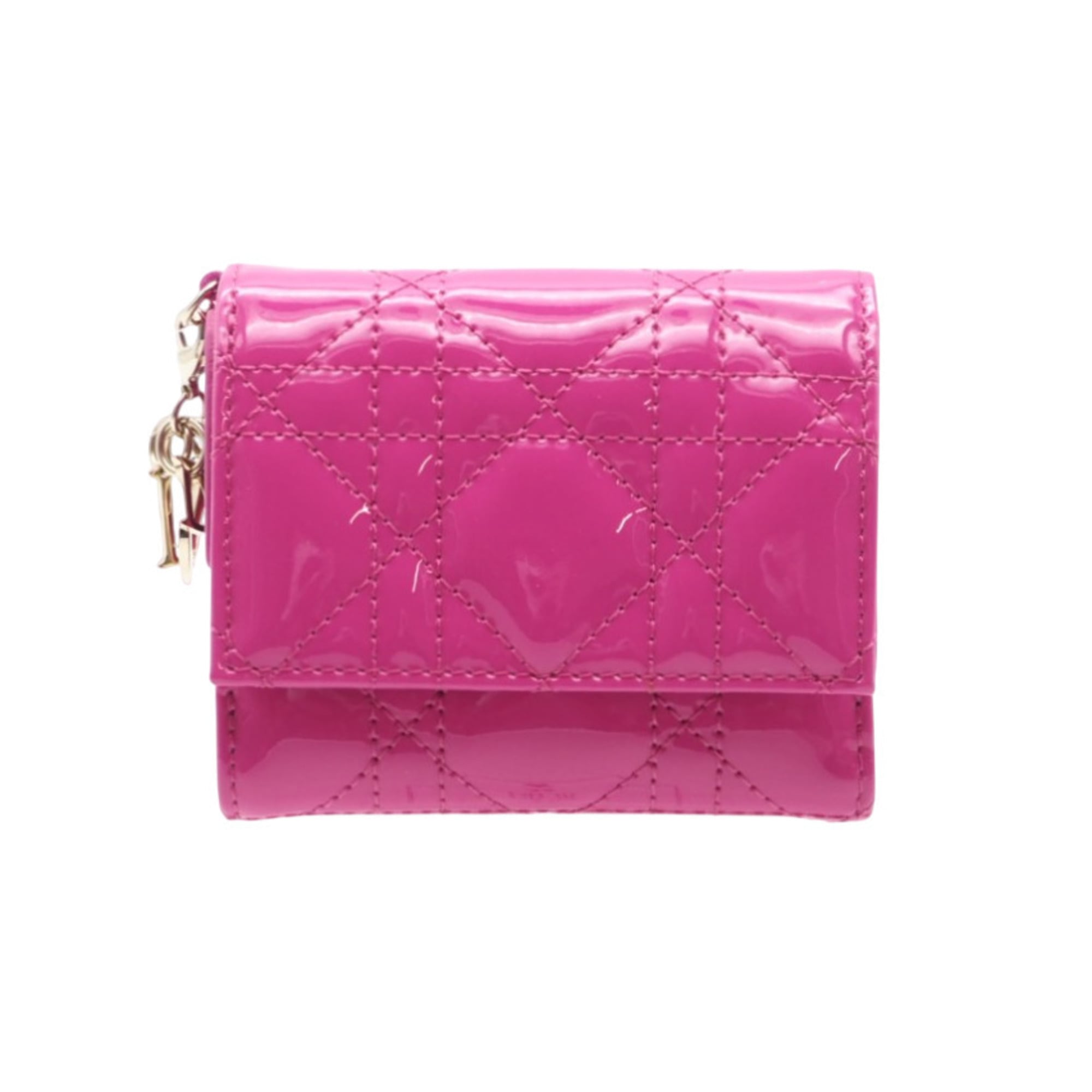 Christian Dior Pink Patent Leather Wallet (Tri-Fold) (Pre-Owned)