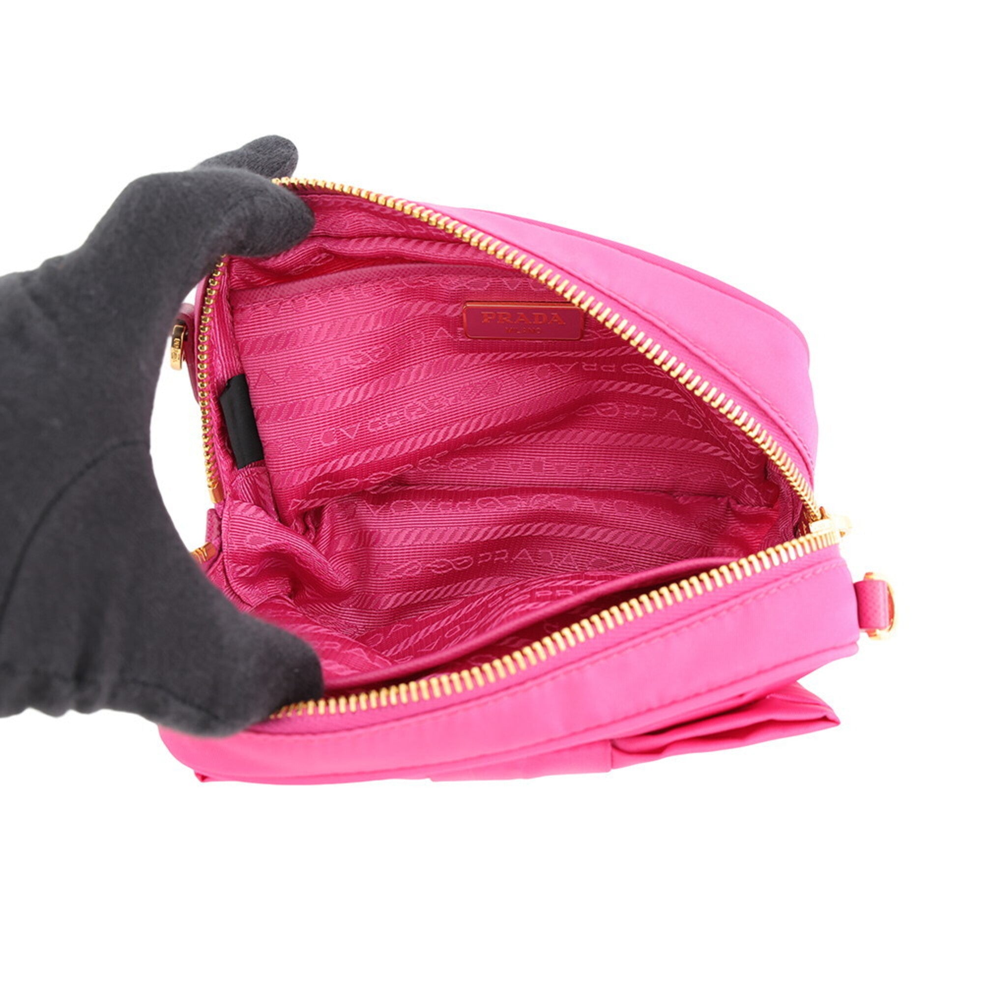 Prada Pink Nylon Leather Shoulder Bag (Pre-Owned)