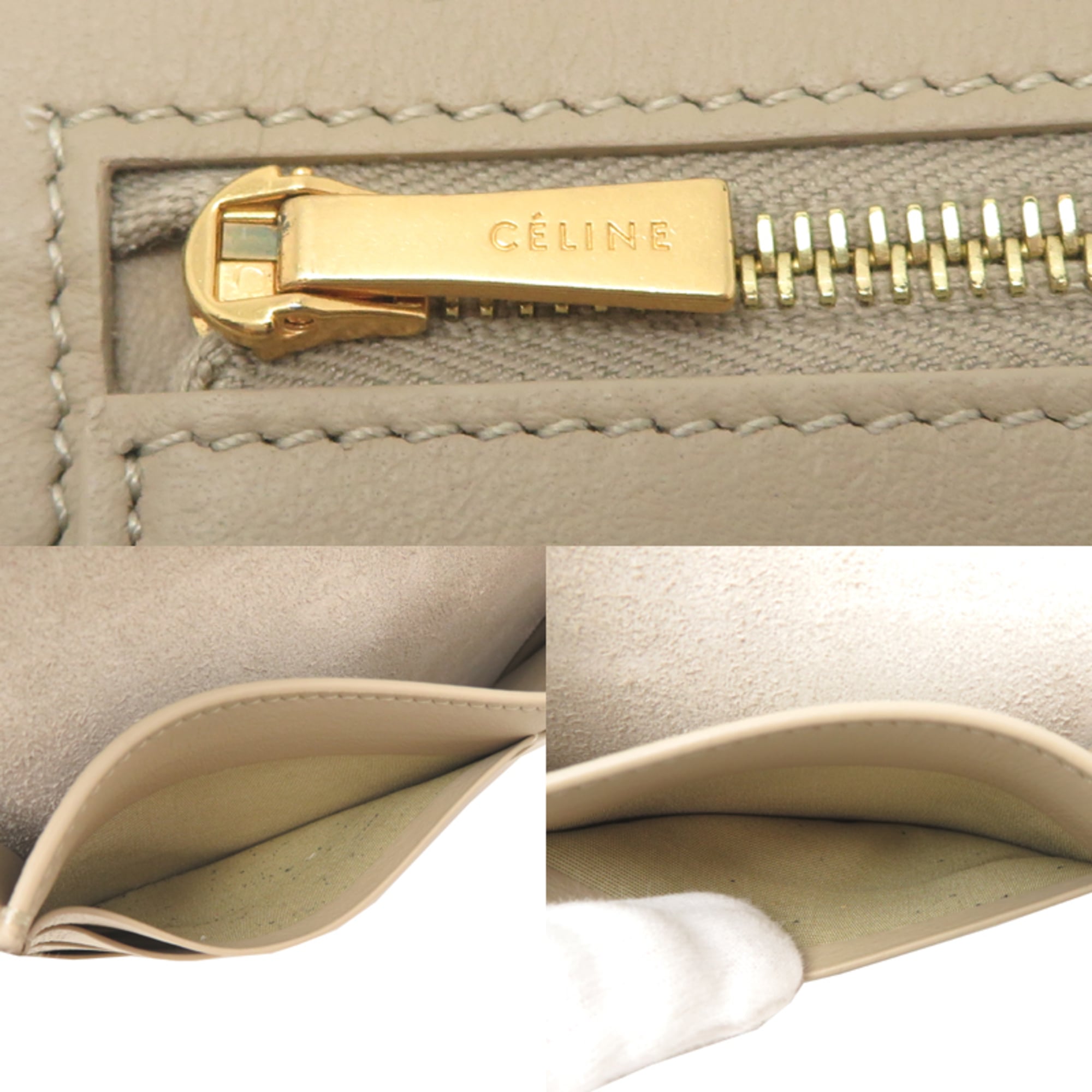 Celine Beige Leather Long Wallet (Bi-Fold) (Pre-Owned)