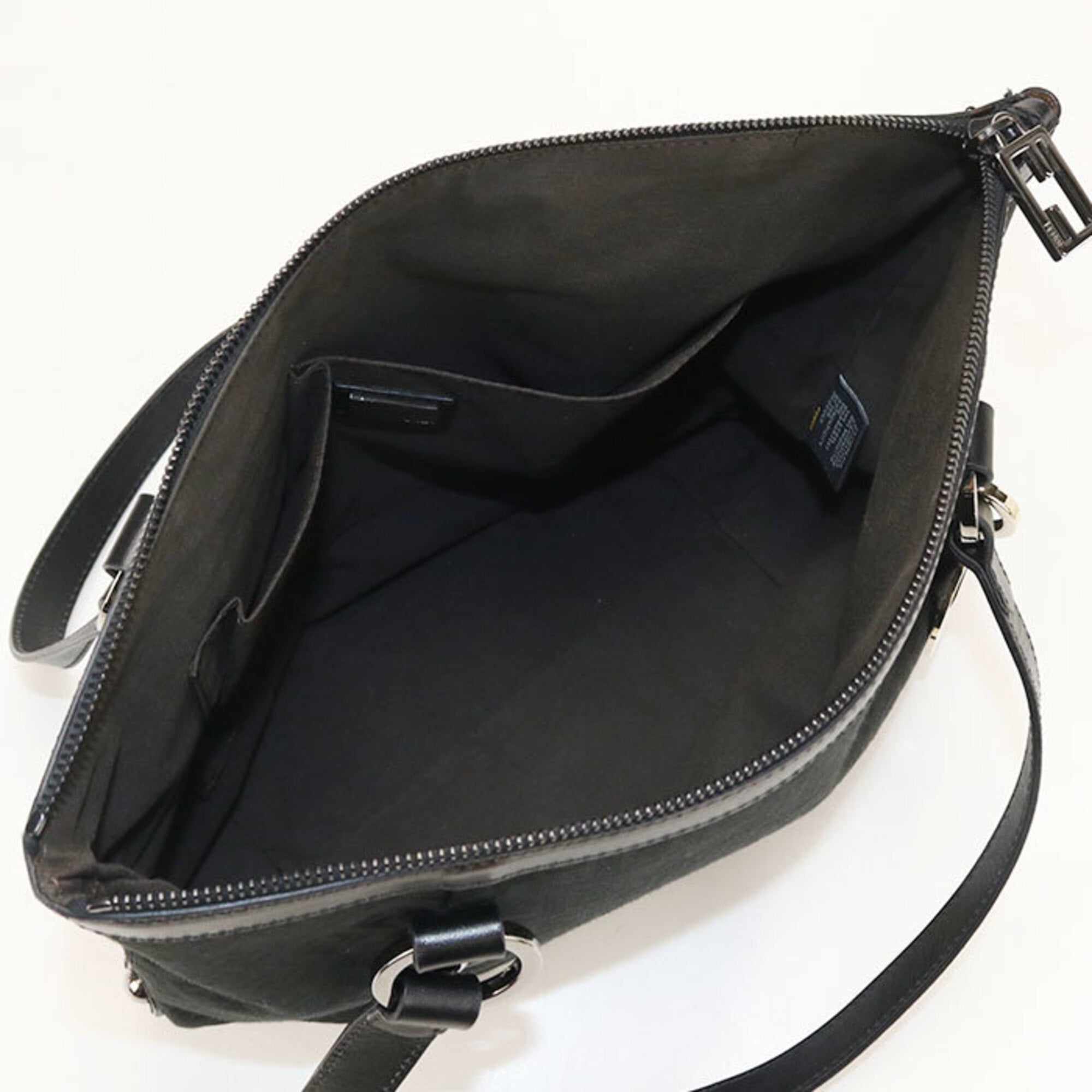 Fendi Black Canvas Leather Tote Bag (Pre-Owned)