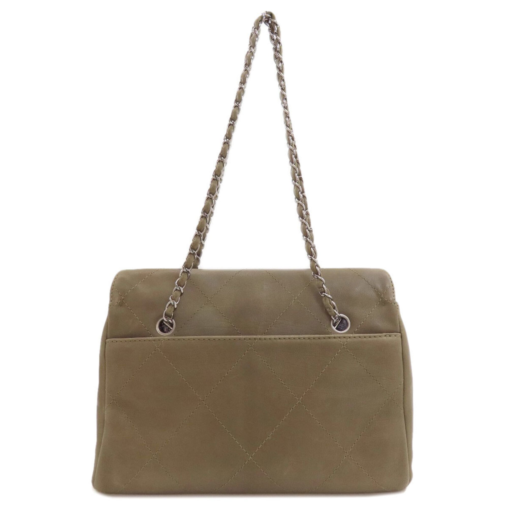 Chanel Khaki Leather Tote Bag (Pre-Owned)