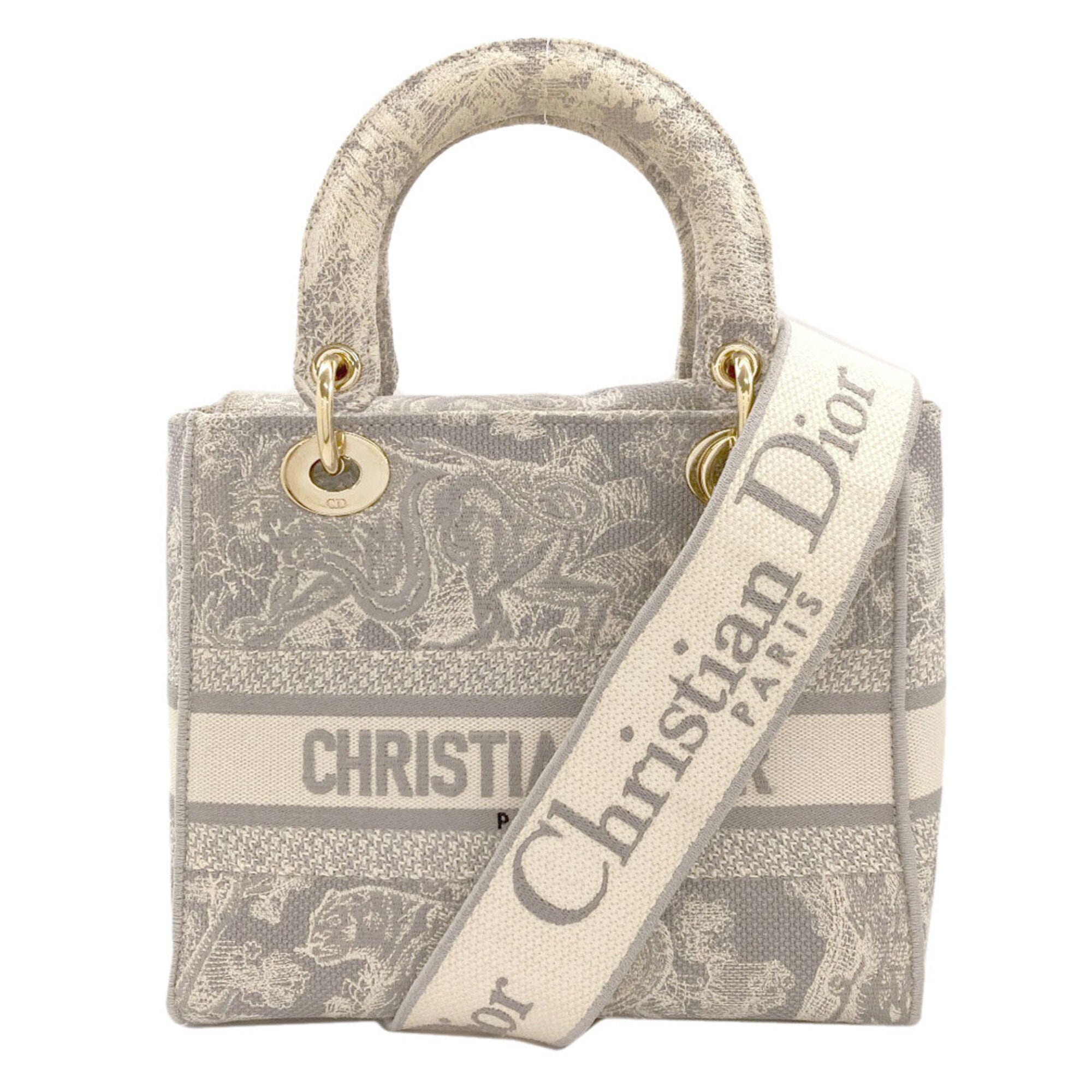 Christian Dior Gray Canvas Handbag (Pre-Owned)