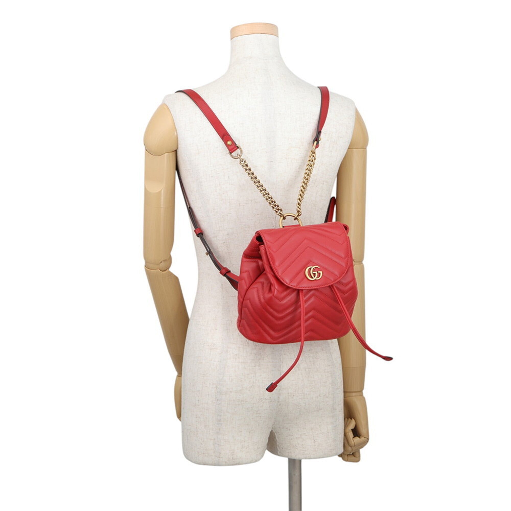 Gucci Red Color Leather Backpack Handbag (Pre-Owned)