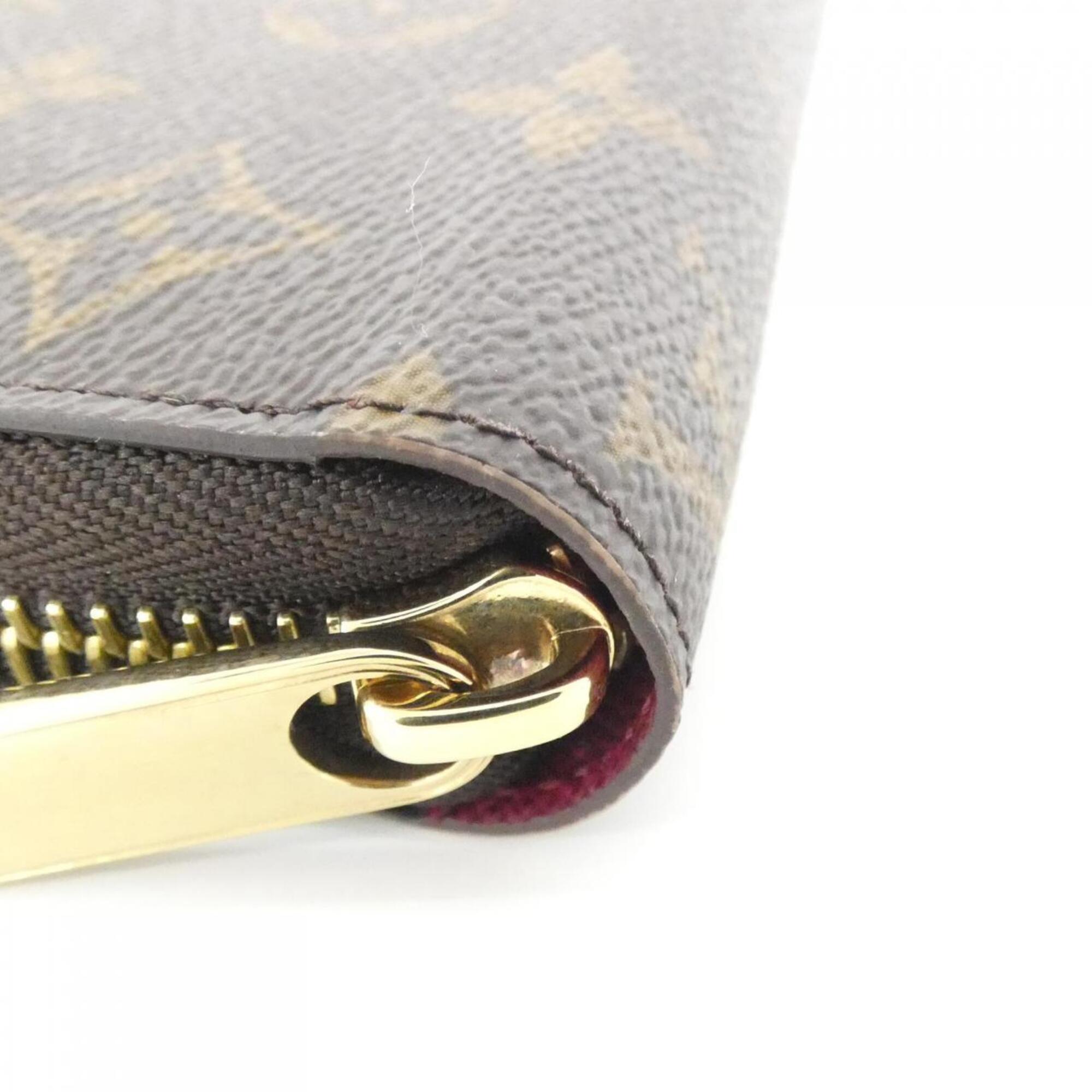 Louis Vuitton Fuchsia Marron Coated Canvas Long Wallet (Bi-Fold) (Pre-Owned)