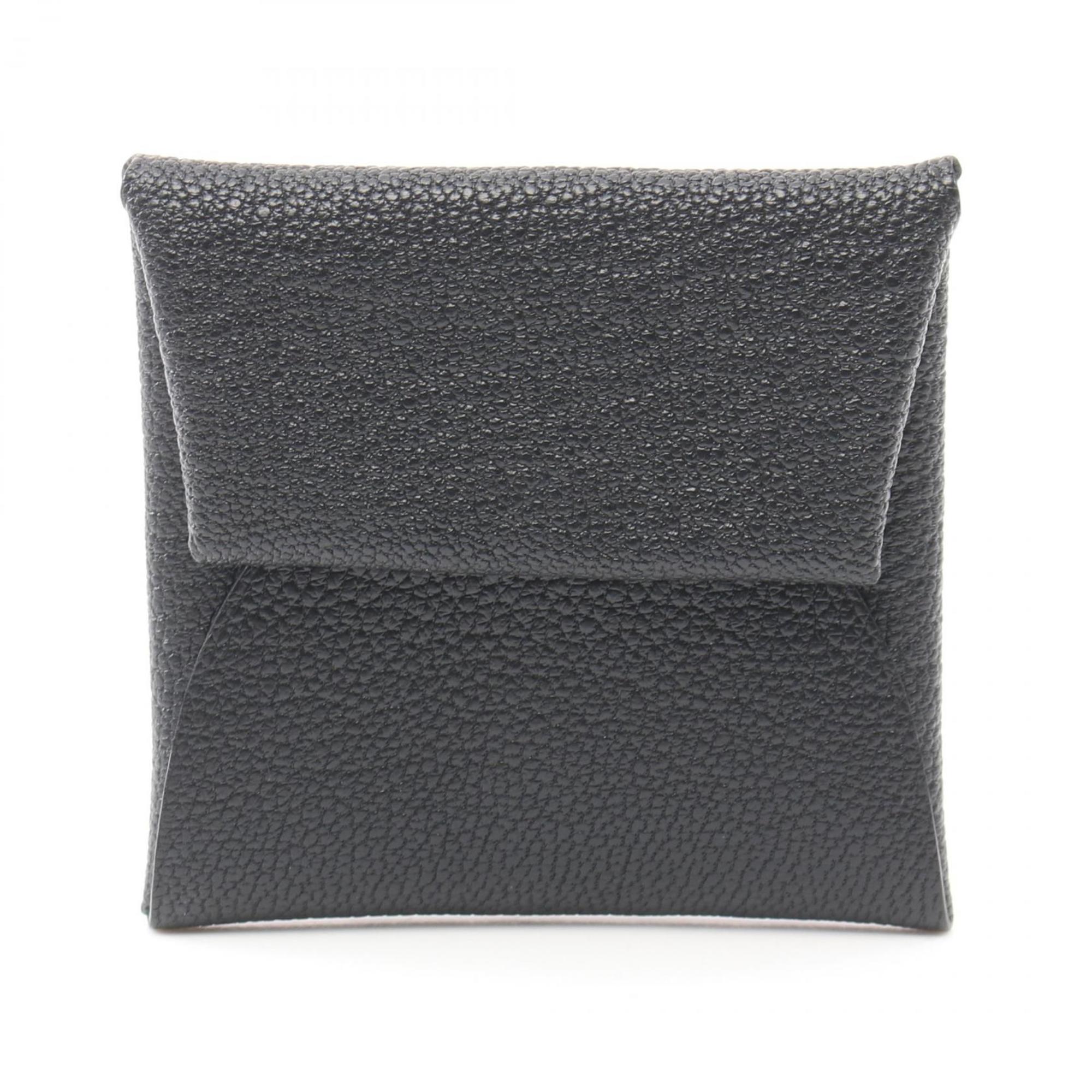 Hermes Black Chevre Leather Coin Purse/Coin Case (Pre-Owned)