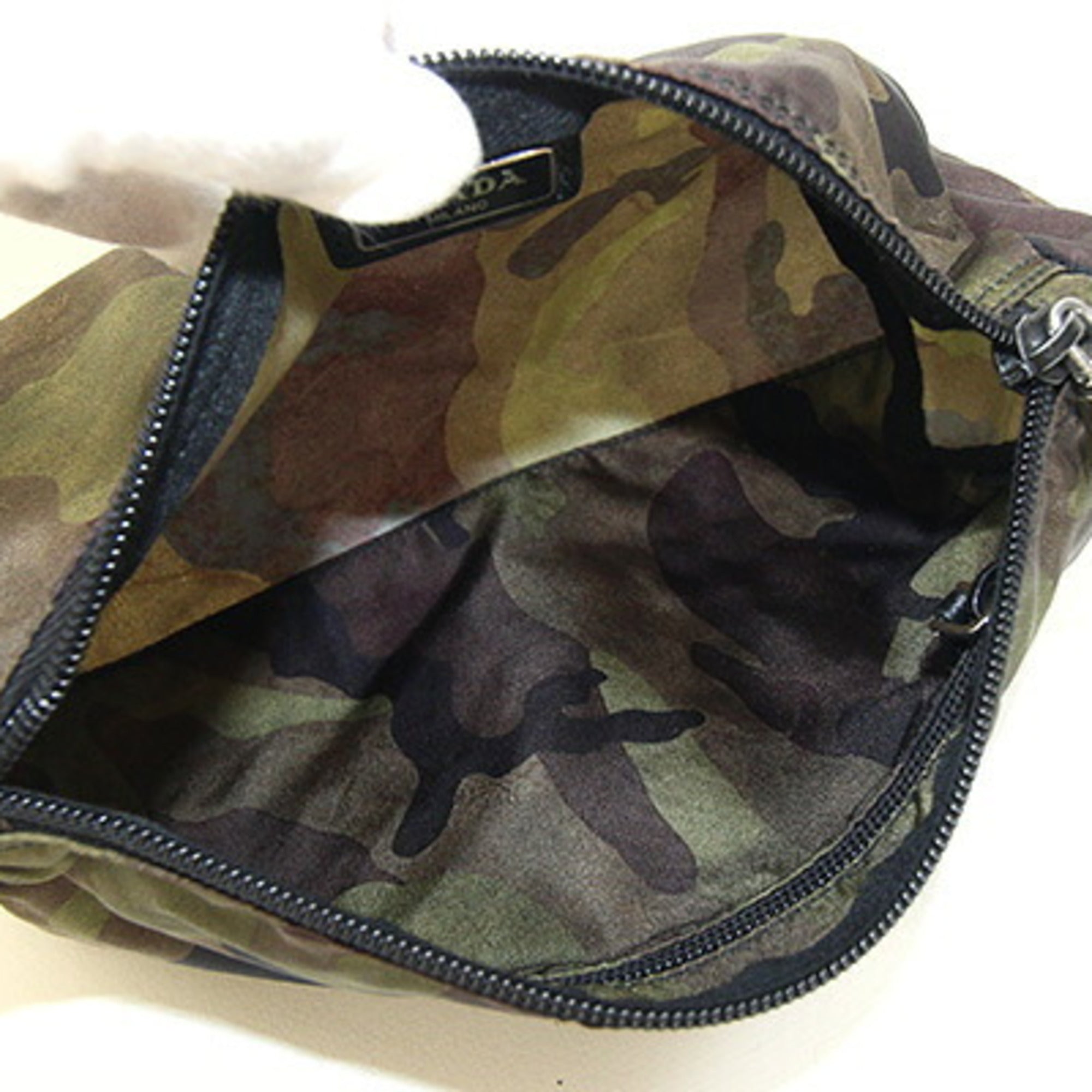 Prada Camouflage White Nylon Handbag Pouch (Pre-Owned)
