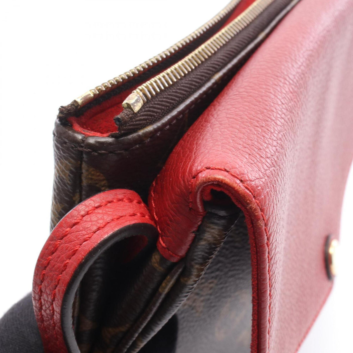 Louis Vuitton Brown Red Color Coated Canvas Leather Handbag Shoulder Bag (Pre-Owned)