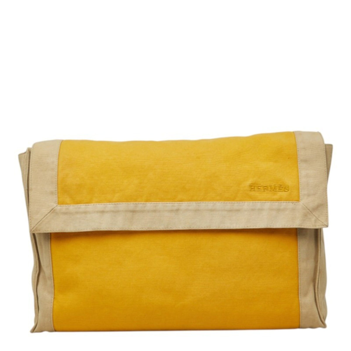 Hermes Beige Yellow Canvas Clutch Bag (Pre-Owned)