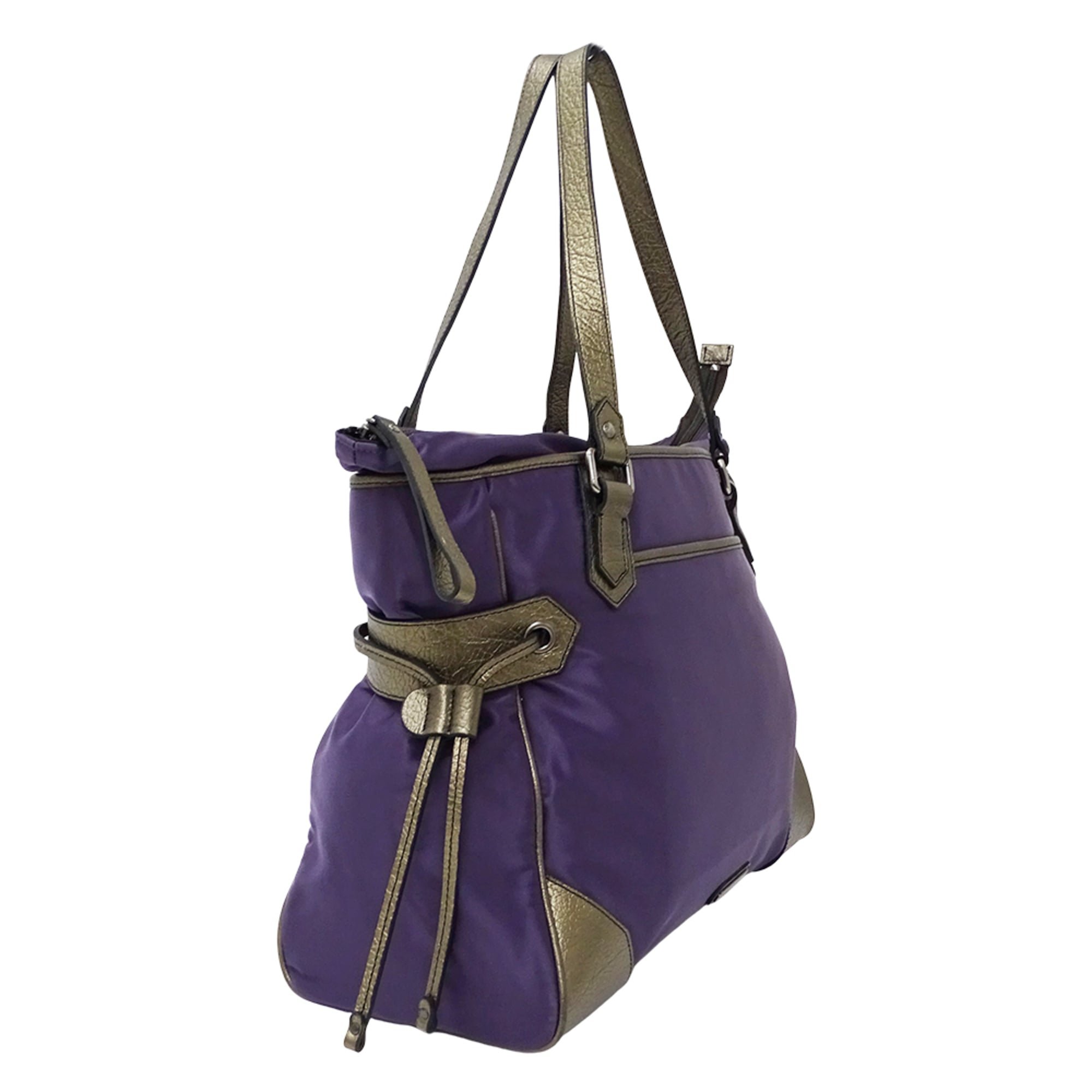 Burberry Bronze Purple Nylon Handbag Pouch Tote Bag (Pre-Owned)