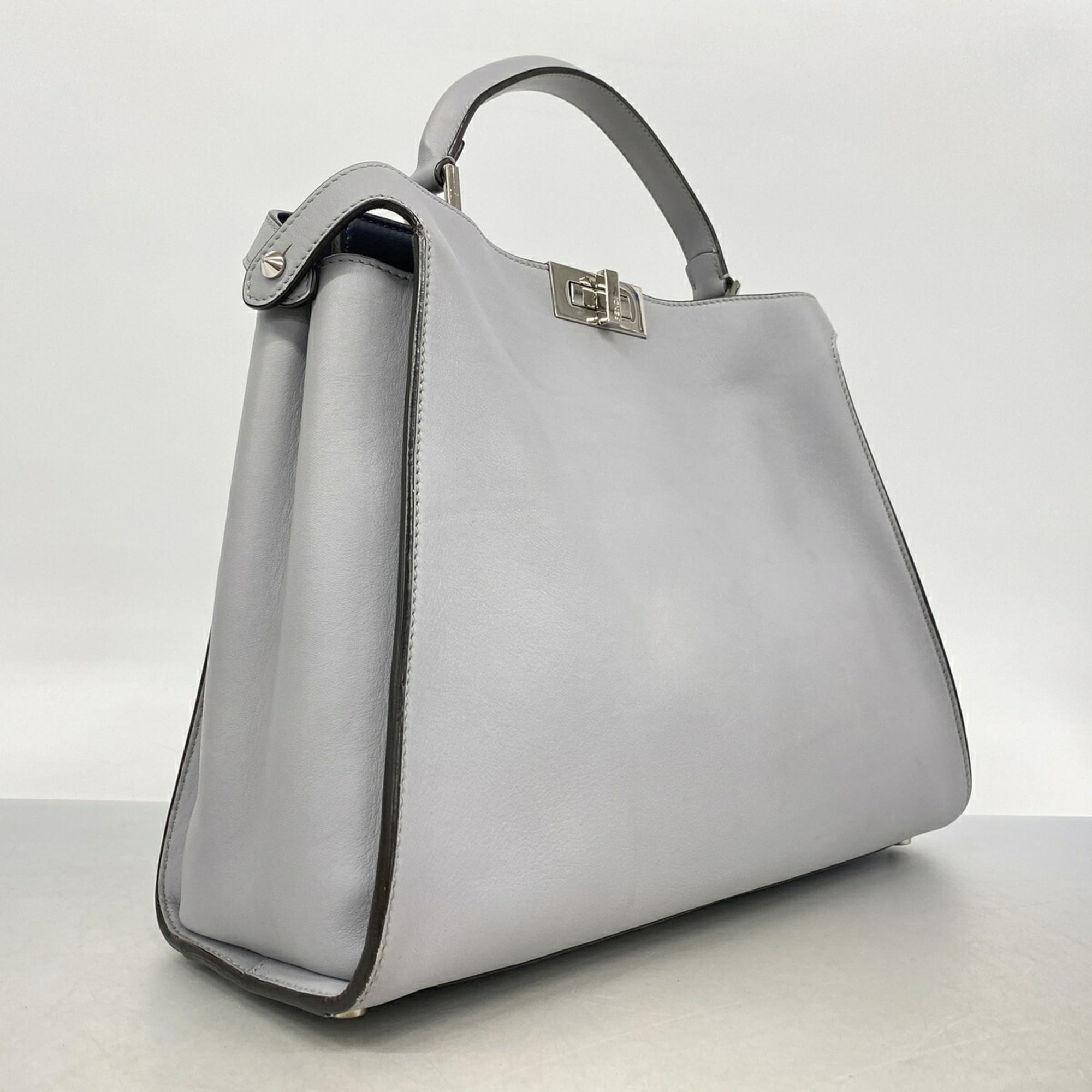 Fendi Gray Leather Handbag (Pre-Owned)
