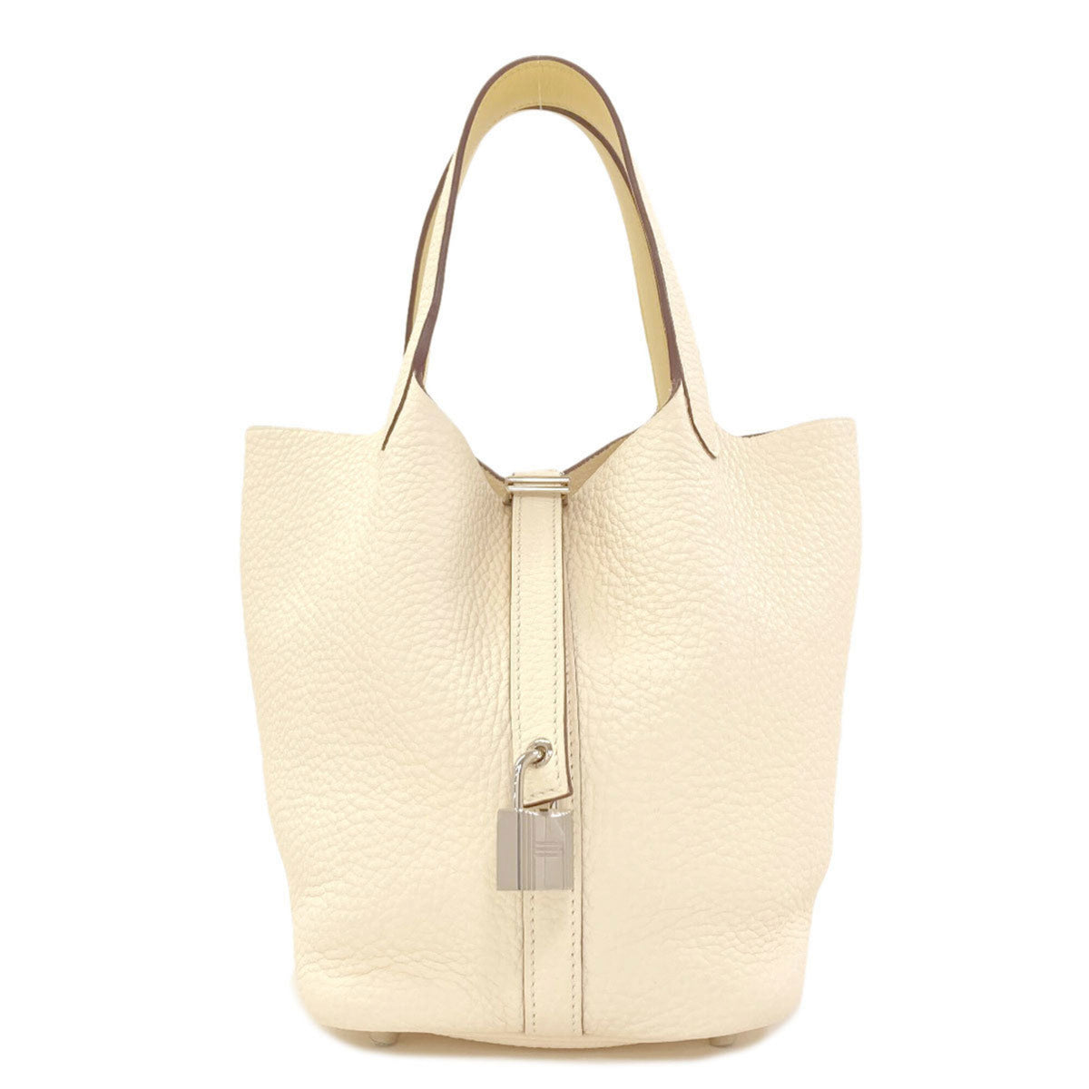 Hermes Picotin Cream Taurillon Clemence Leather Handbag (Pre-Owned)