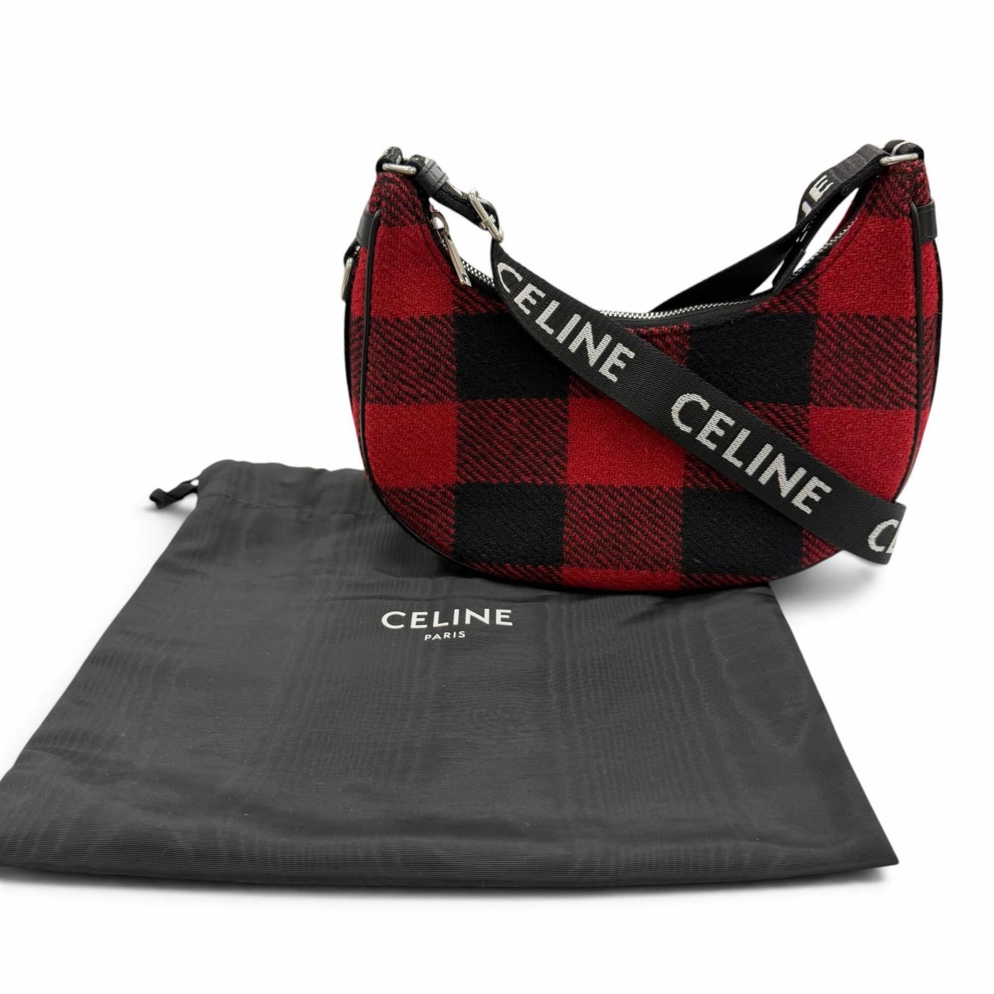 Celine Black Red Color Leather Shoulder Bag (Pre-Owned)