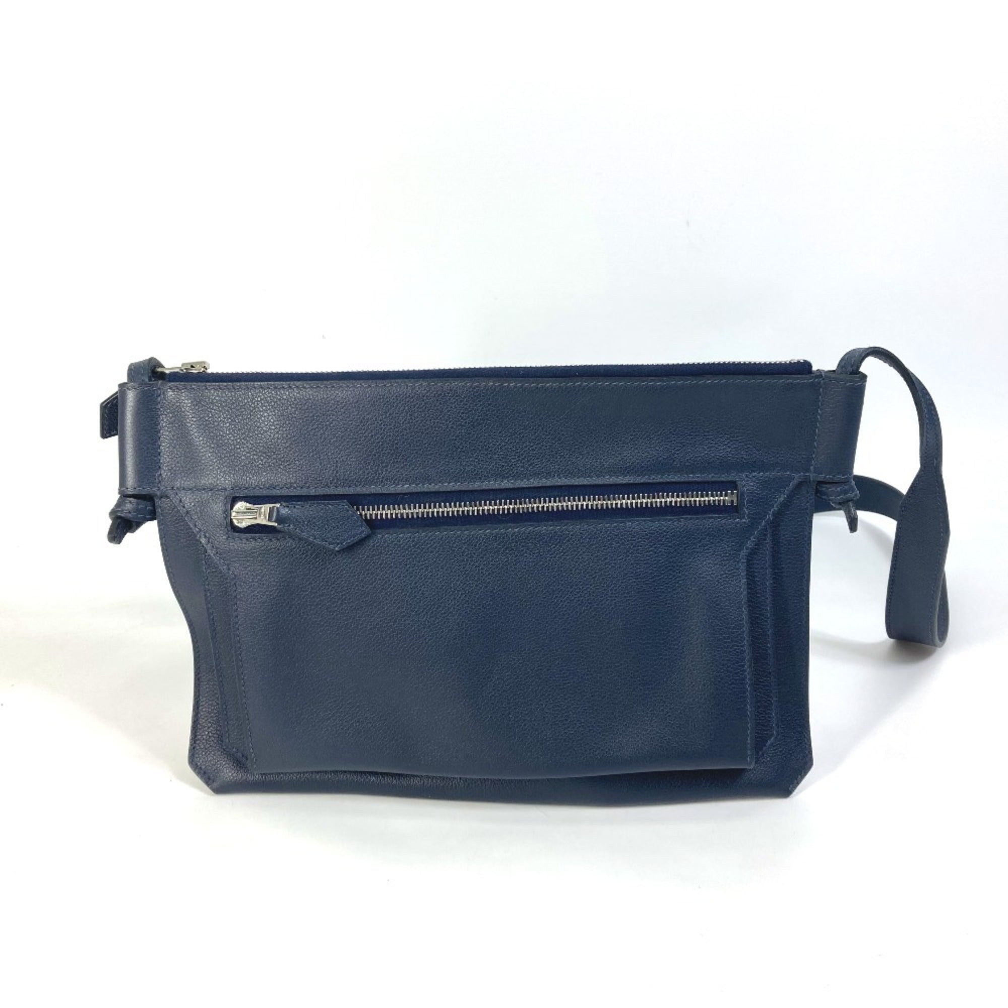Hermes Blue Nuit Navy Leather Shoulder Bag (Pre-Owned)