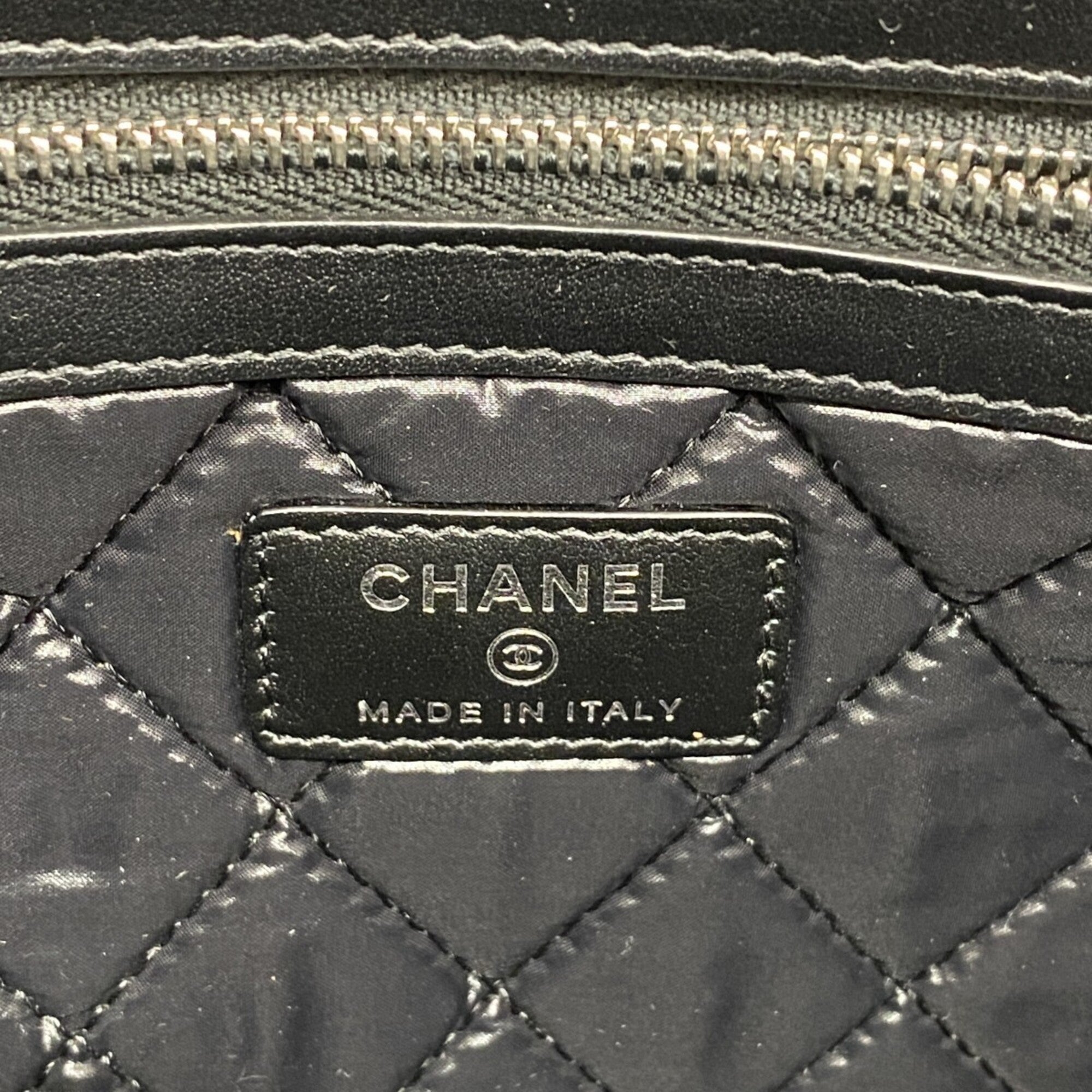 Chanel Black Gray Canvas Clutch Bag (Pre-Owned)