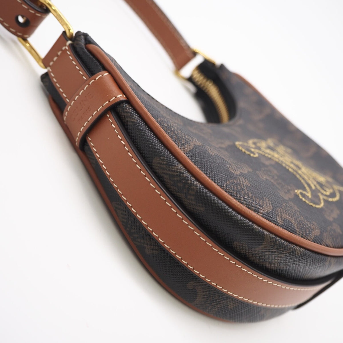 Celine Beige Brown Coated Canvas Leather Handbag Shoulder Bag (Pre-Owned)