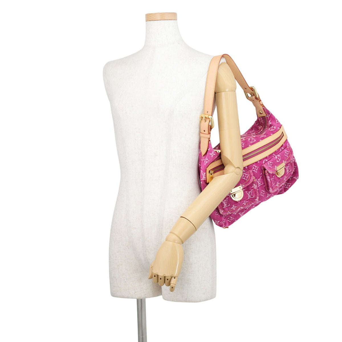 Louis Vuitton Fuchsia Monogram Denim Handbag Shoulder Bag (Pre-Owned)