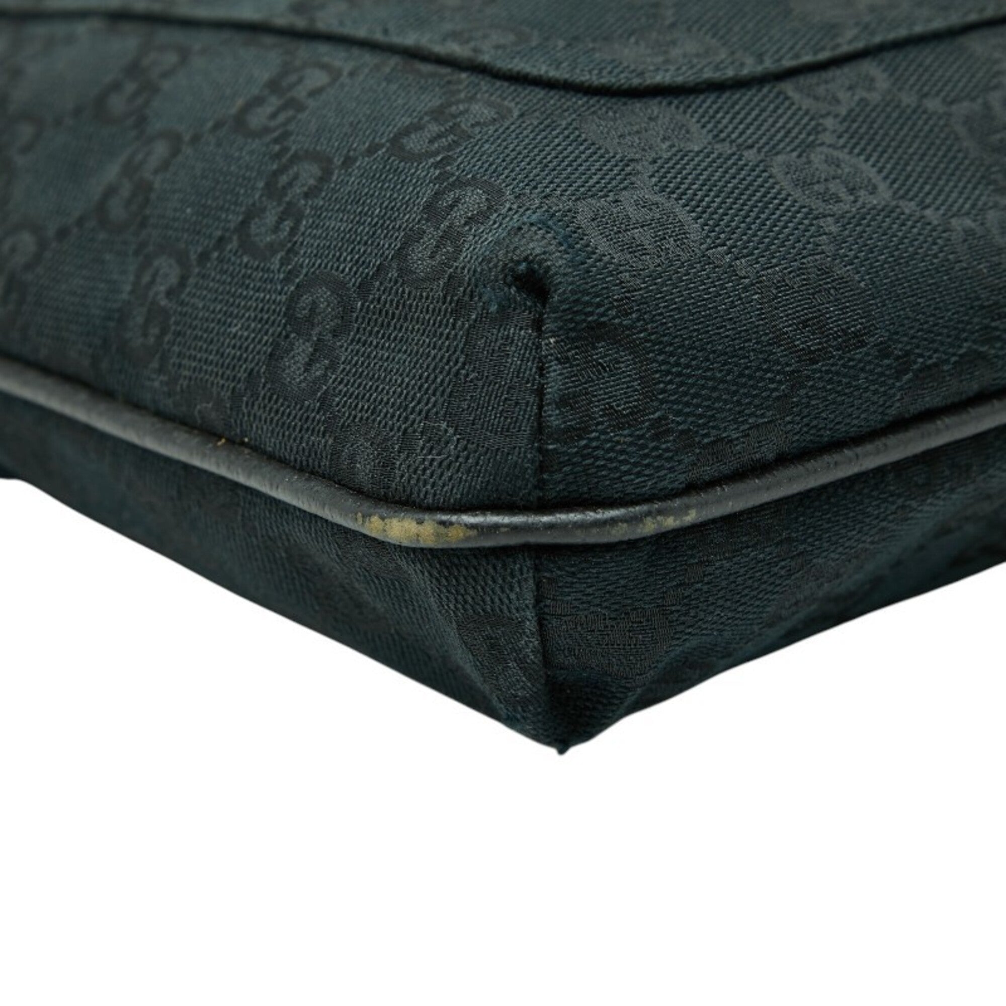 Gucci Navy Canvas Leather Shoulder Bag (Pre-Owned)