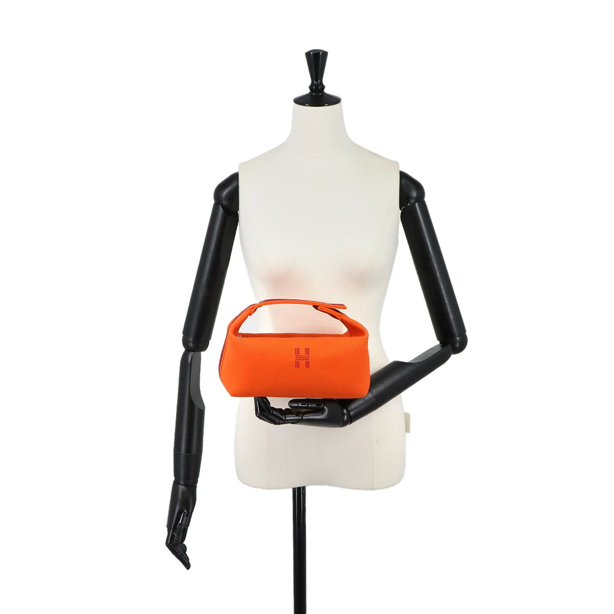 Hermes Feu Orange Rouge H Toile H Handbag Pouch (Pre-Owned)
