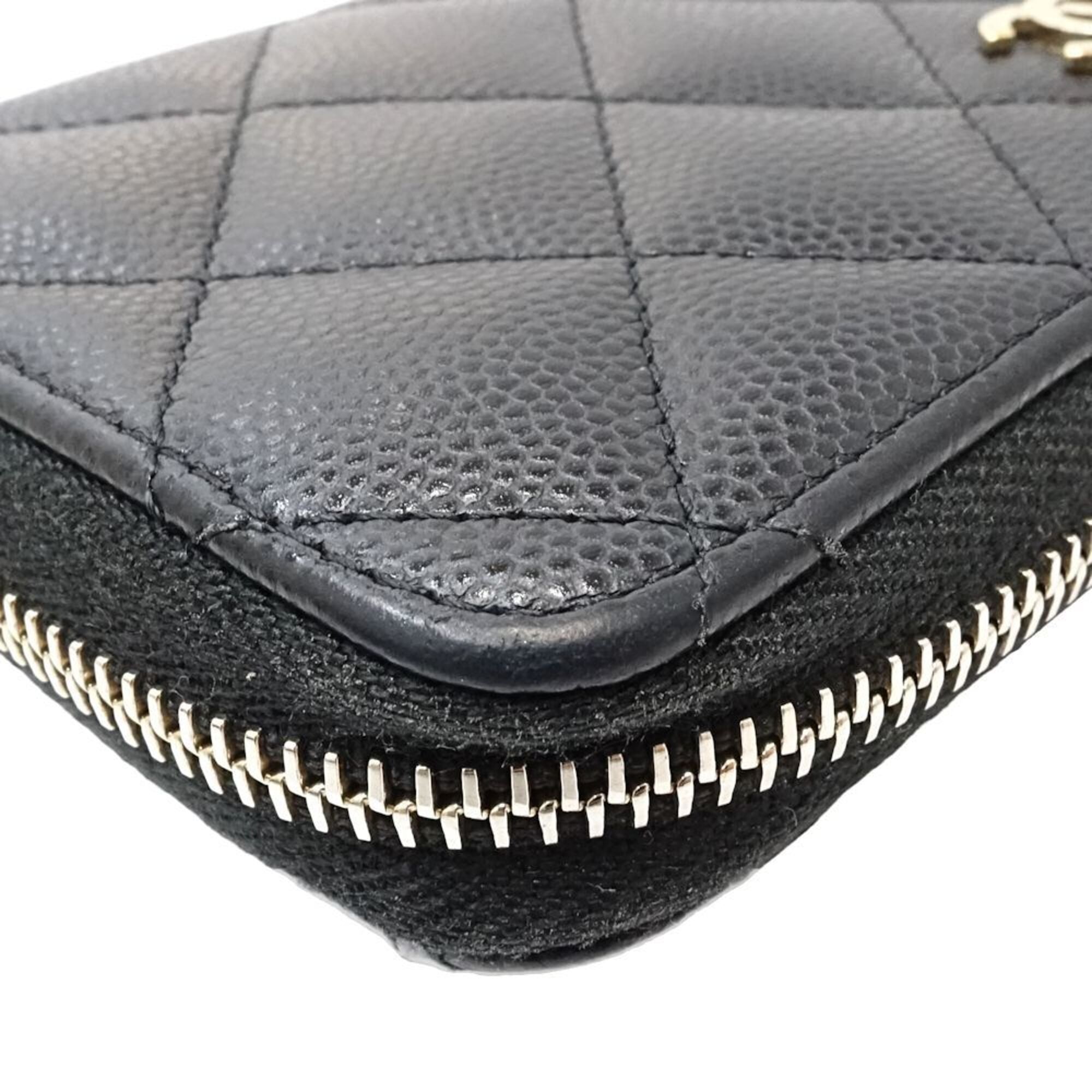 Chanel Black Grained Calfskin Coin Purse/Coin Case (Pre-Owned)