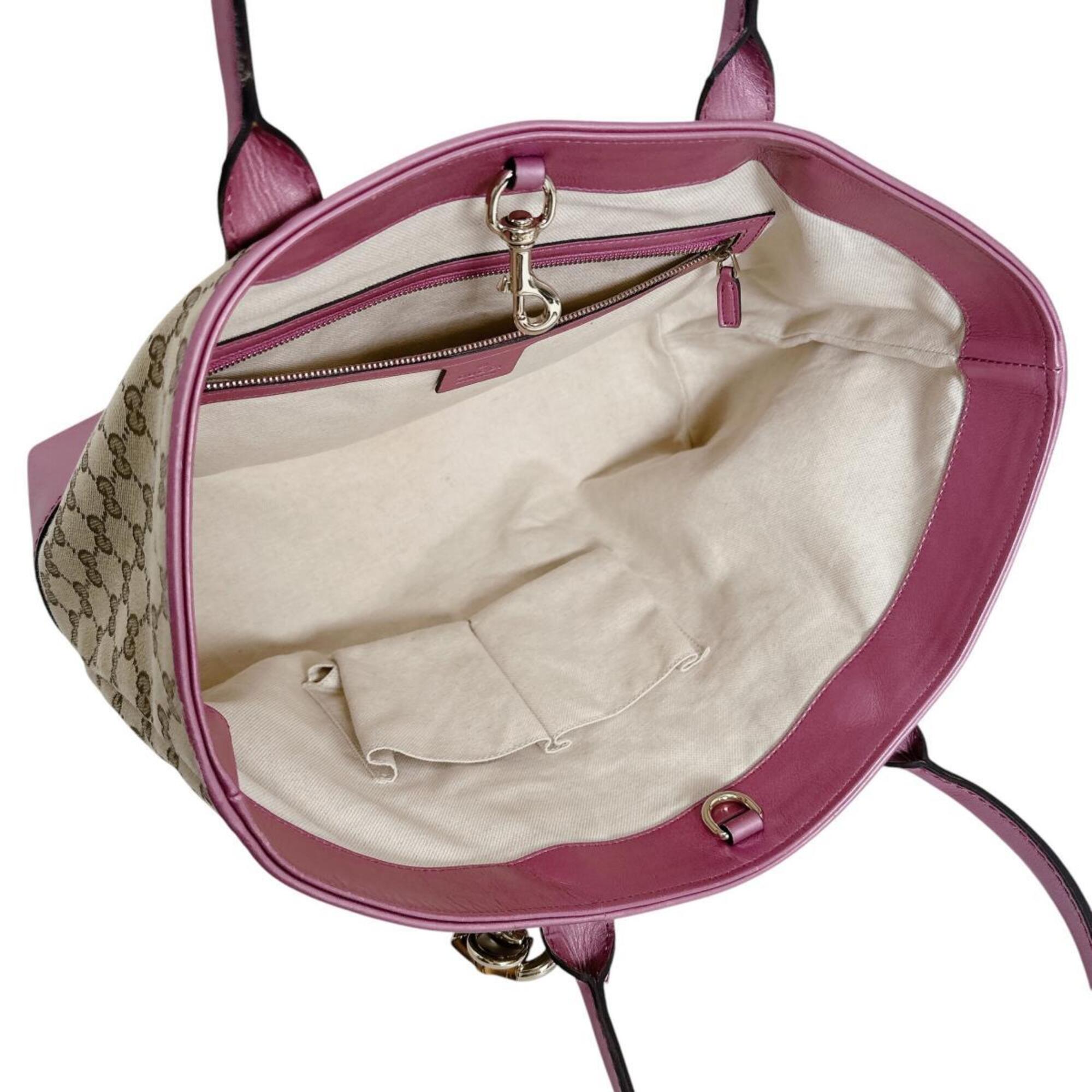 Gucci Brown Pink Gg Canvas Tote Bag (Pre-Owned)