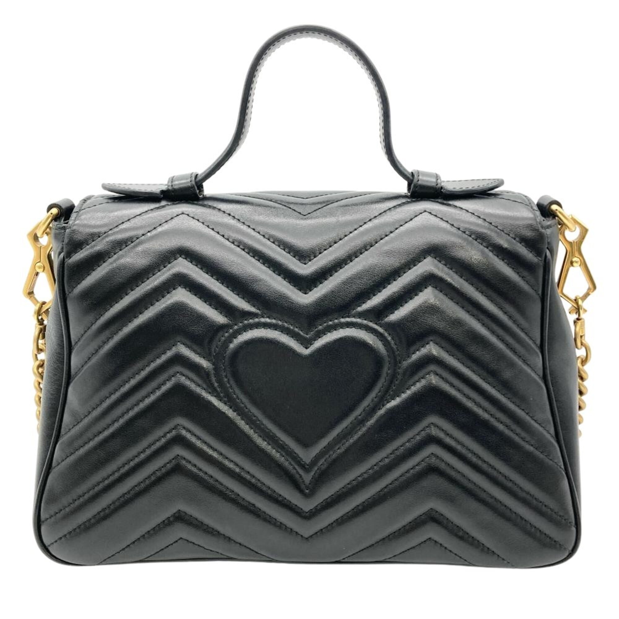 Gucci Gg Marmont Black Leather Handbag Shoulder Bag (Pre-Owned)