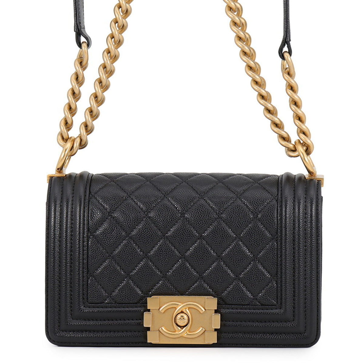 Chanel Black Grained Calfskin Handbag Shoulder Bag (Pre-Owned)