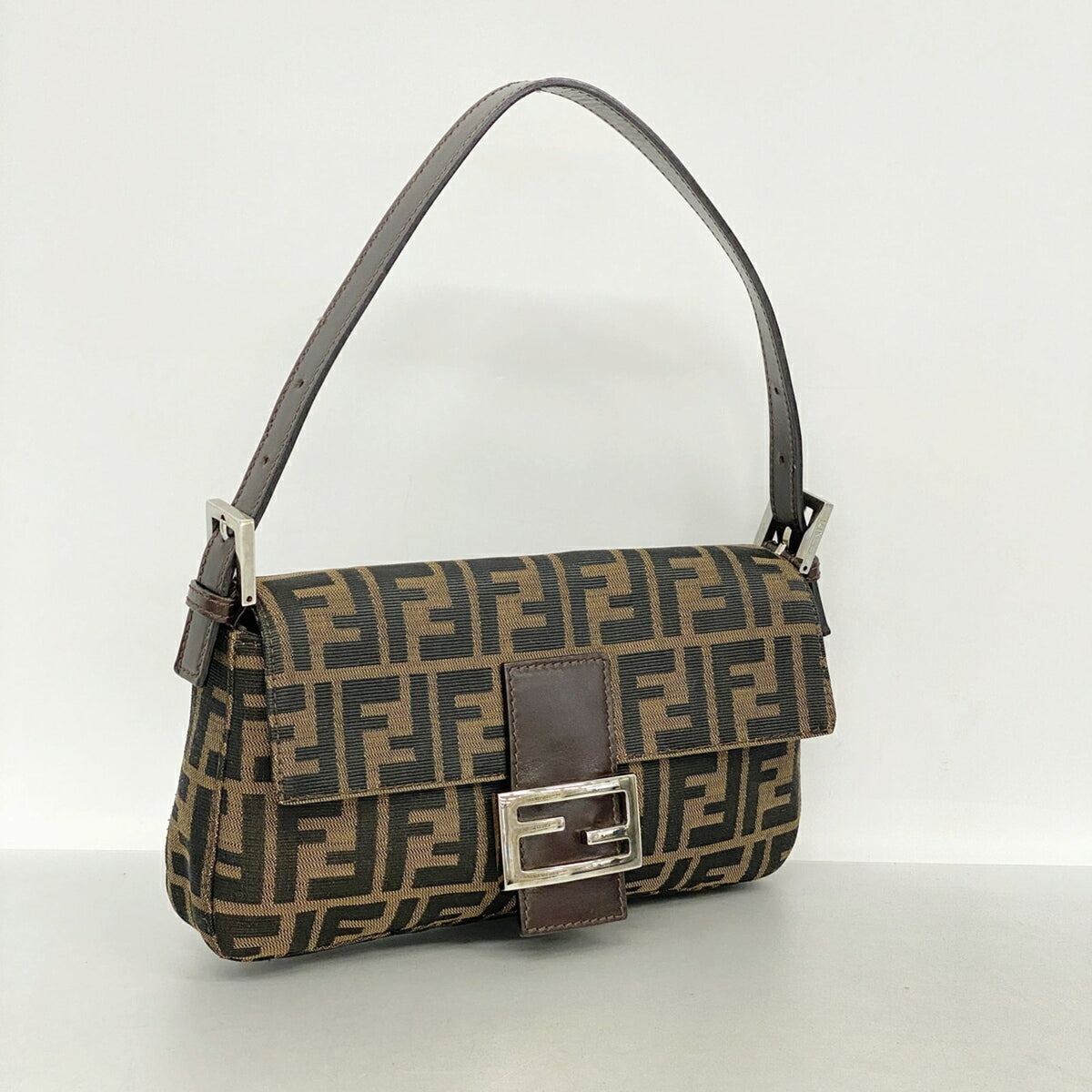 Fendi Brown Nylon Canvas Handbag (Pre-Owned)