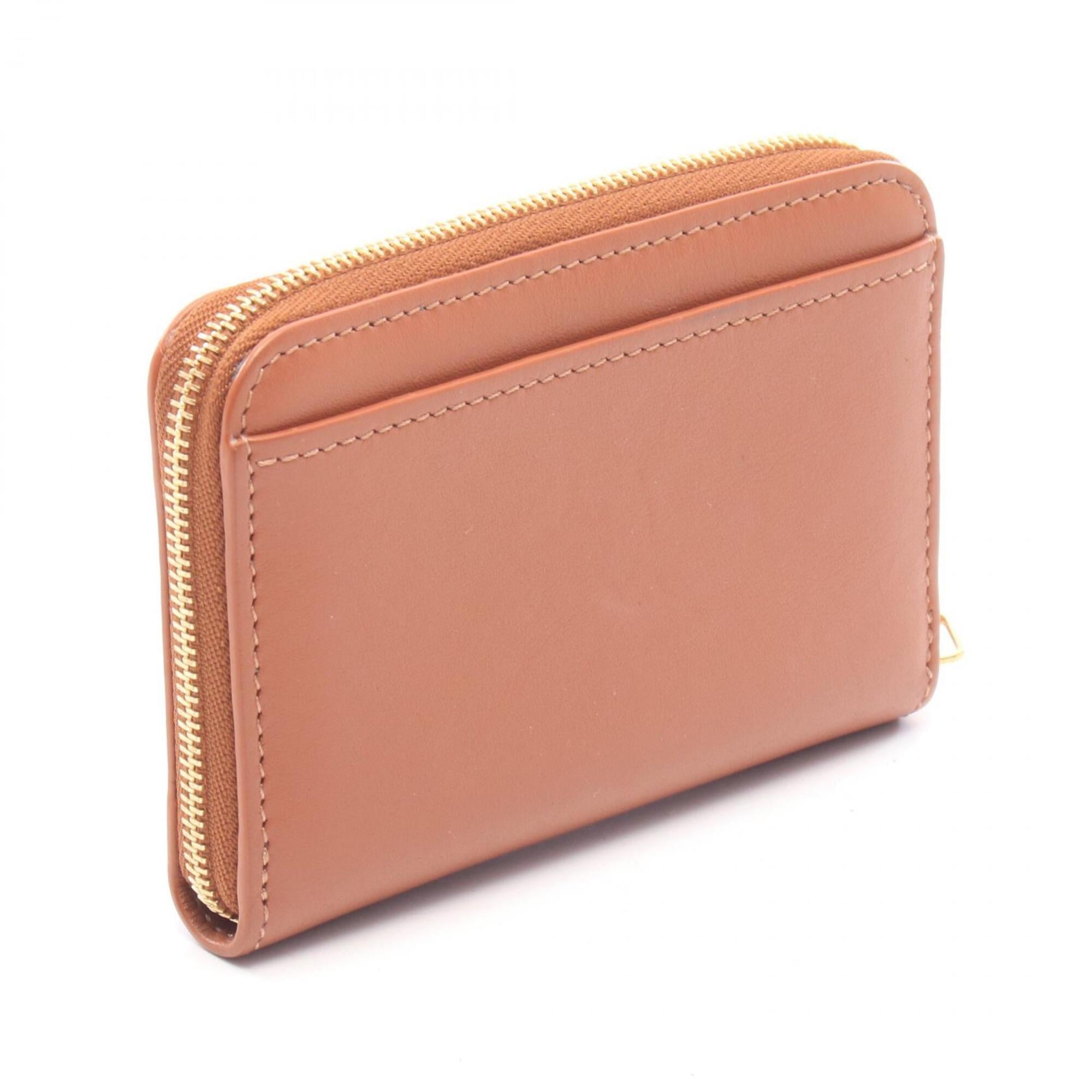Loewe Brown Pink Leather Coin Purse/Coin Case (Pre-Owned)
