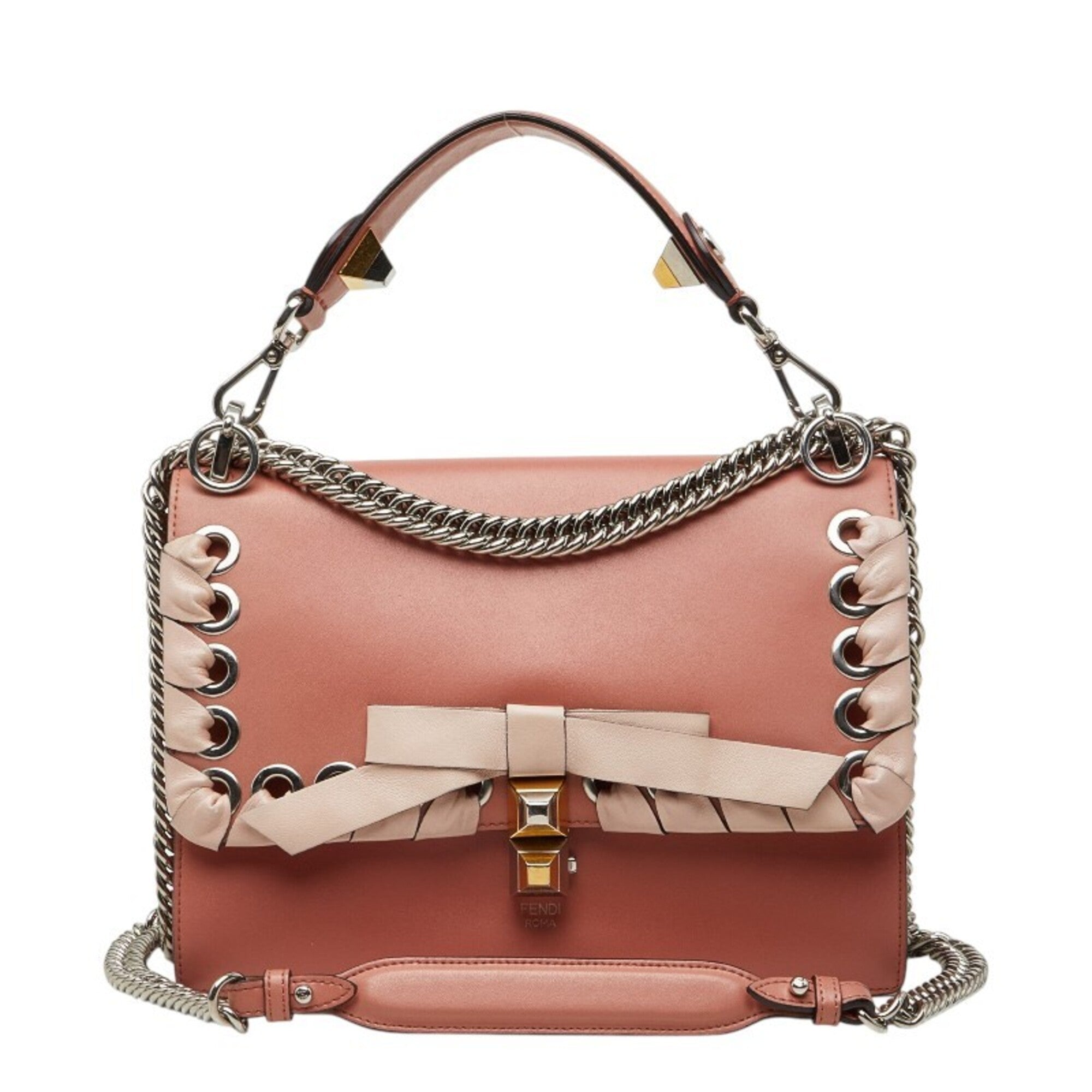 Fendi Pink Leather Handbag Shoulder Bag (Pre-Owned)