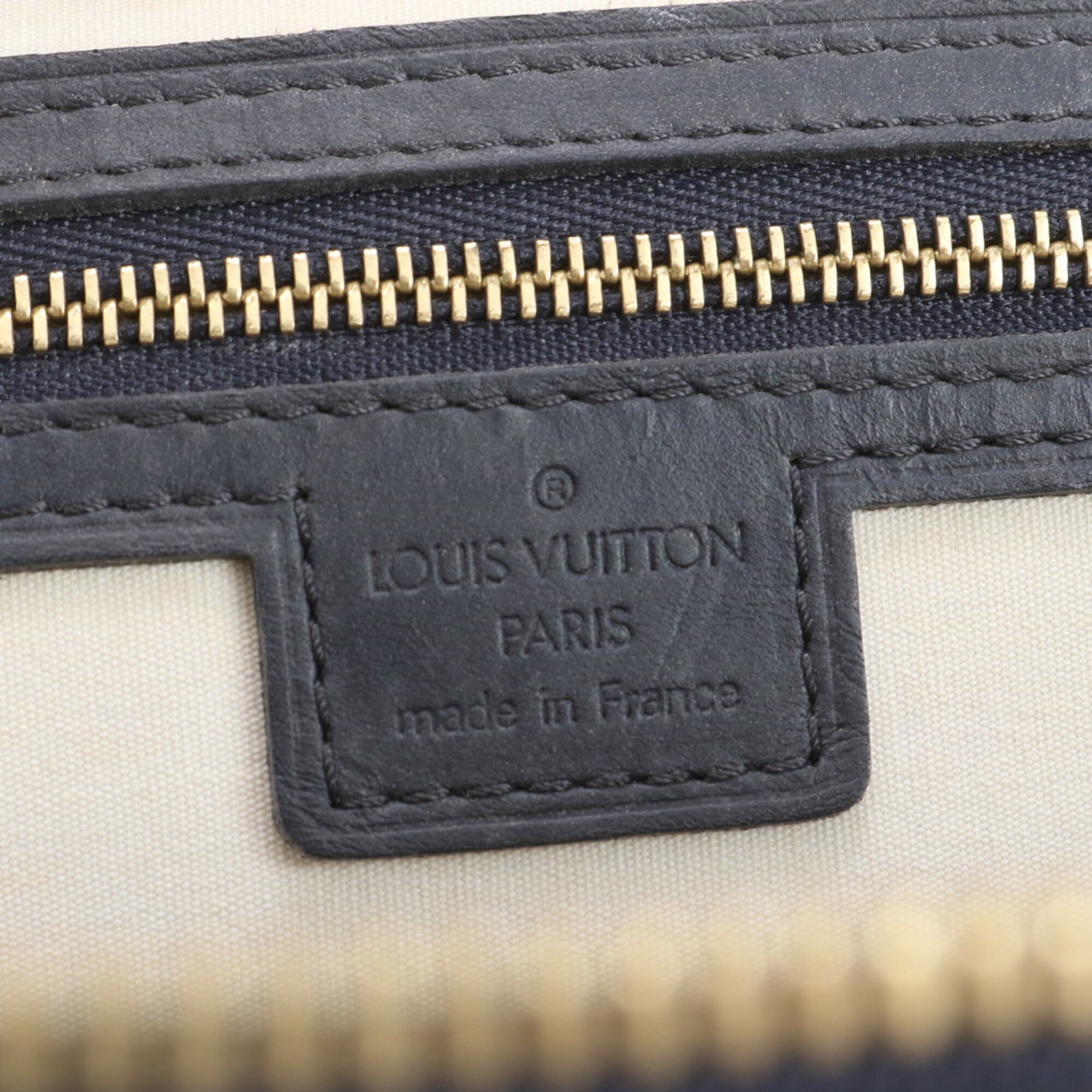 Louis Vuitton Monogram Mini Blue Leather Canvas Handbag Tote Bag (Pre-Owned)