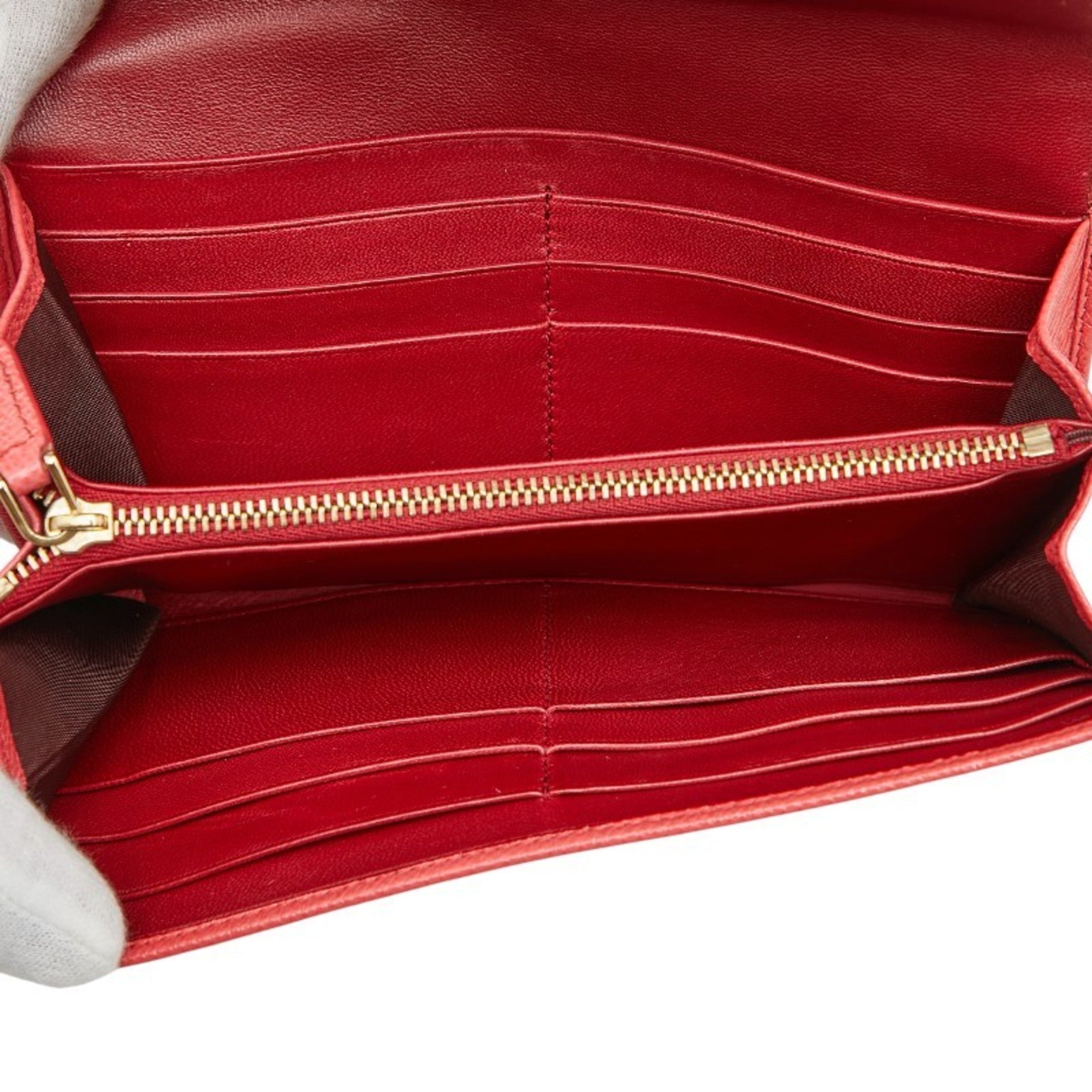 Bvlgari Pink Leather Long Wallet (Bi-Fold) (Pre-Owned)
