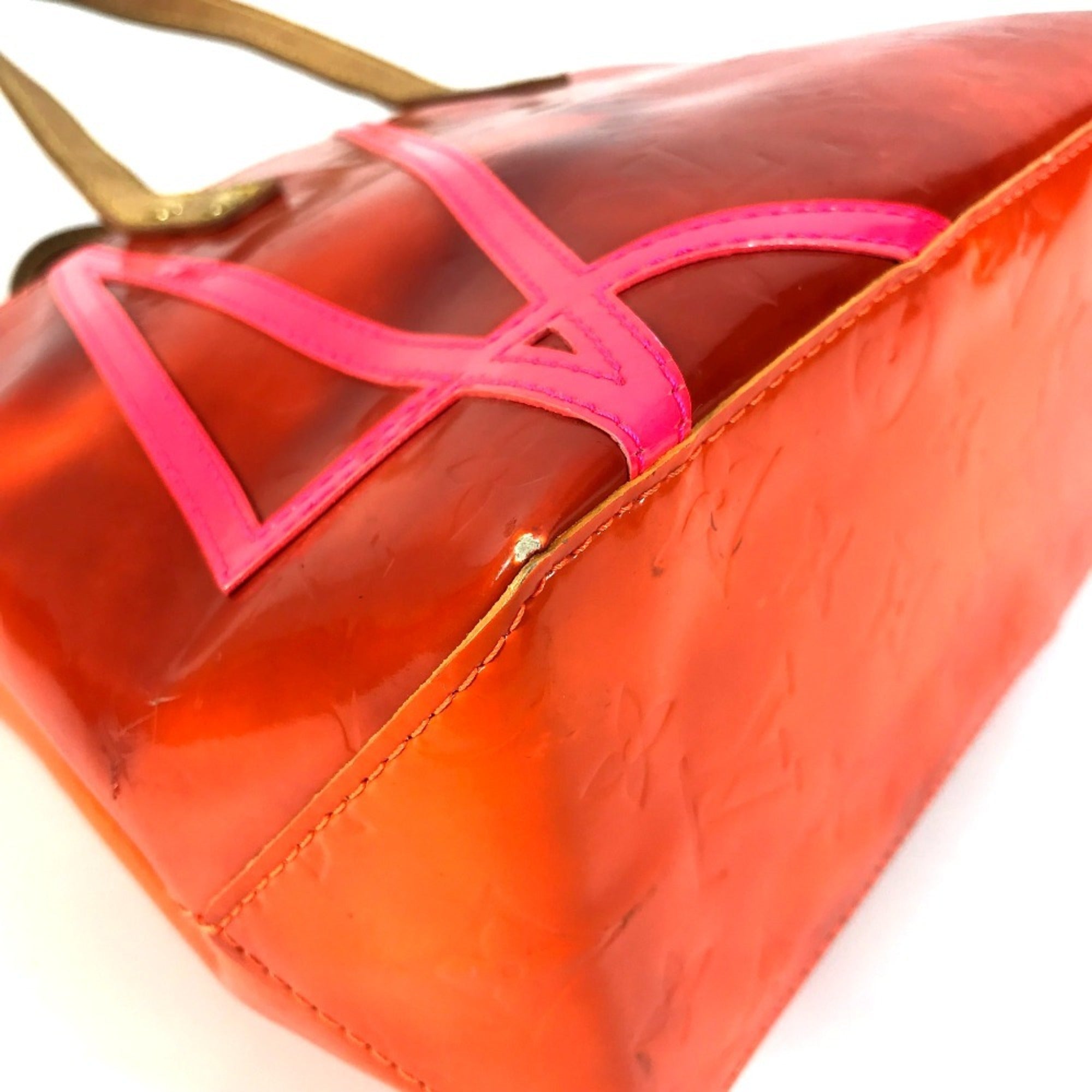 Louis Vuitton Orange Monogram Vernis Handbag Tote Bag (Pre-Owned)