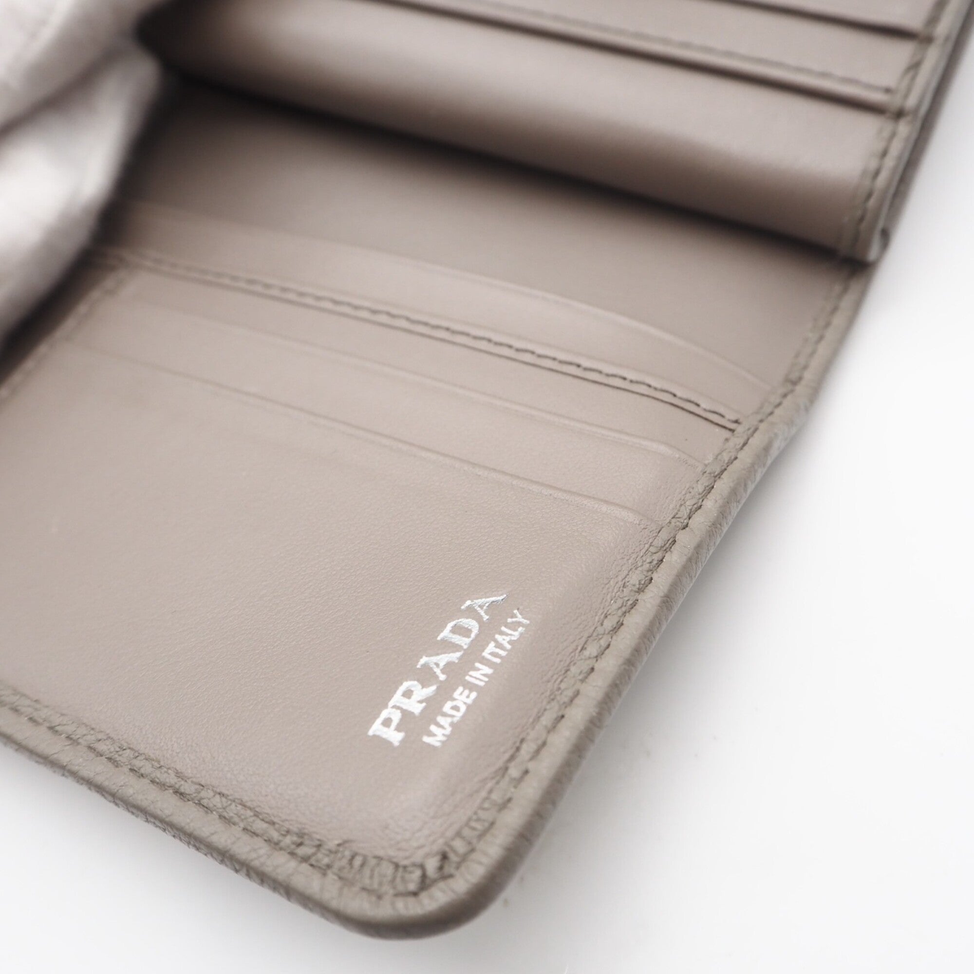 Prada Grayish Leather Wallet (Bi-Fold) (Pre-Owned)