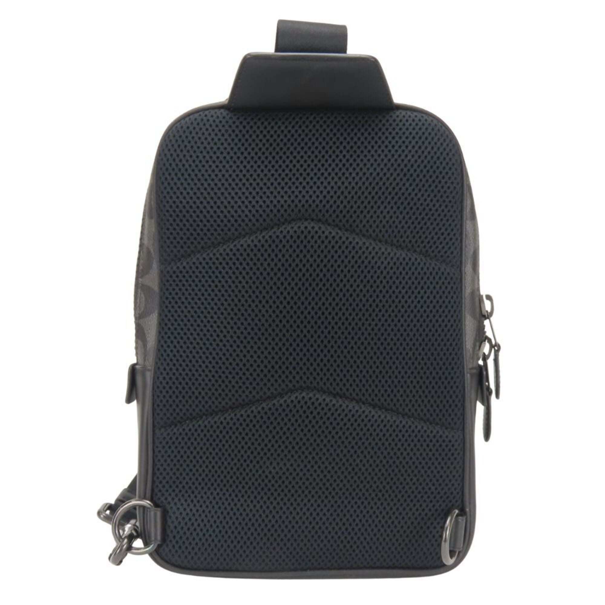Coach Signature Black Gray Pvc Coated Canvas Leather Sling Bag (Pre-Owned)
