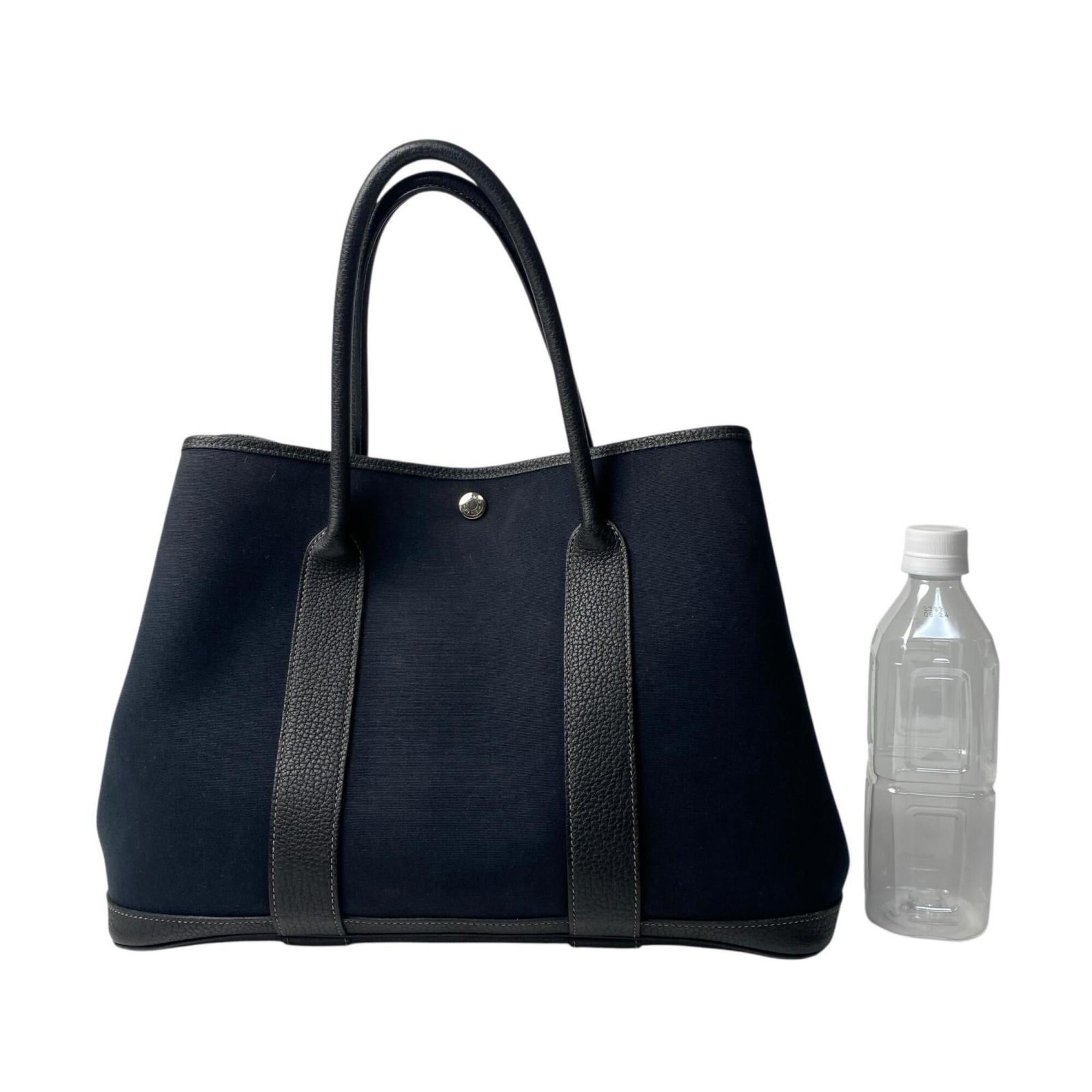 Hermes Black Canvas Leather Tote Bag (Pre-Owned)