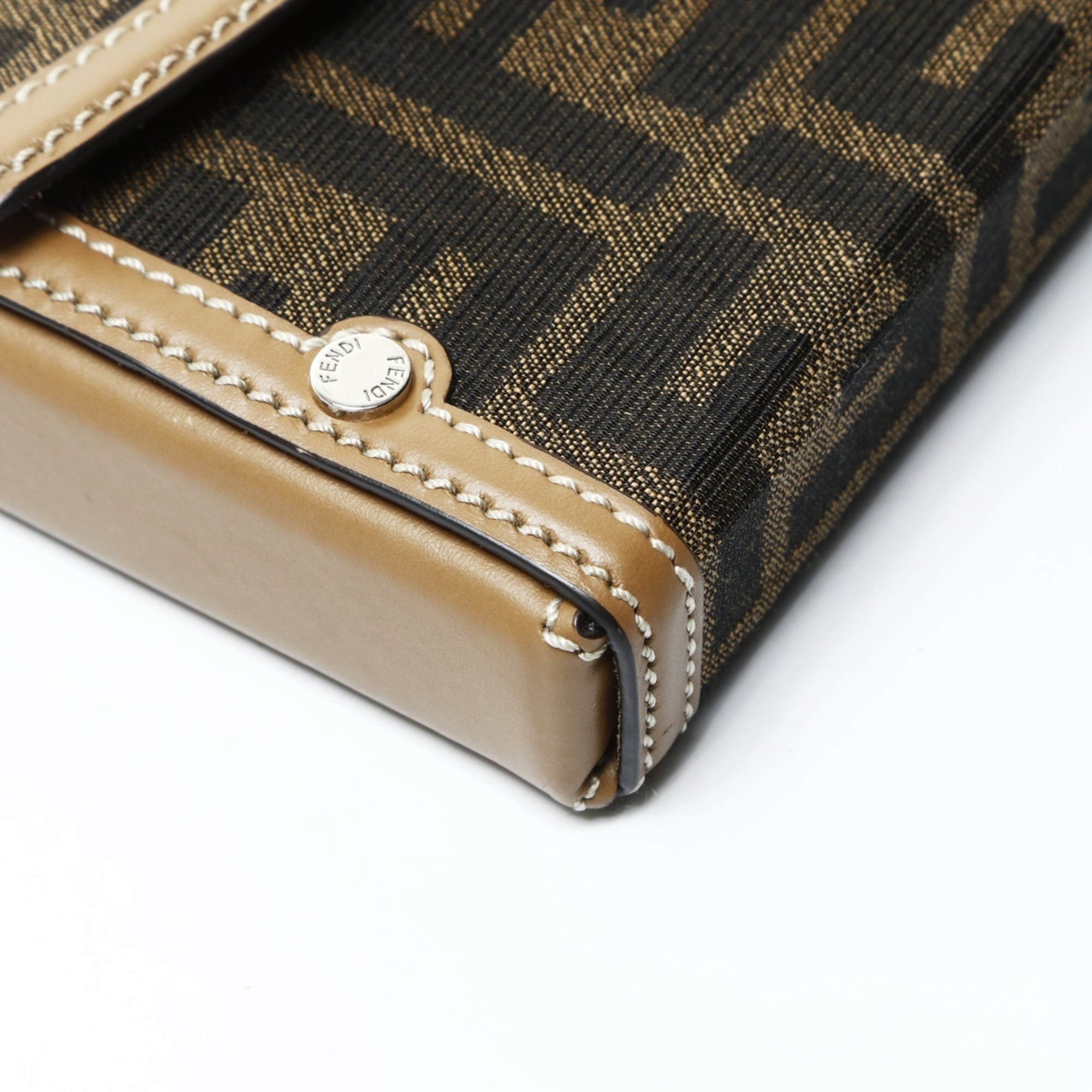 Fendi Zucca Brown Pouch Shoulder Bag (Pre-Owned)