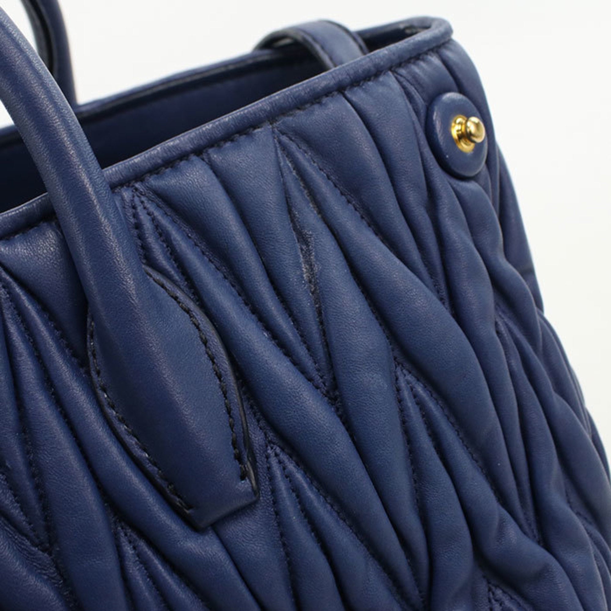 Miu Miu Blue Leather Tote Bag (Pre-Owned)