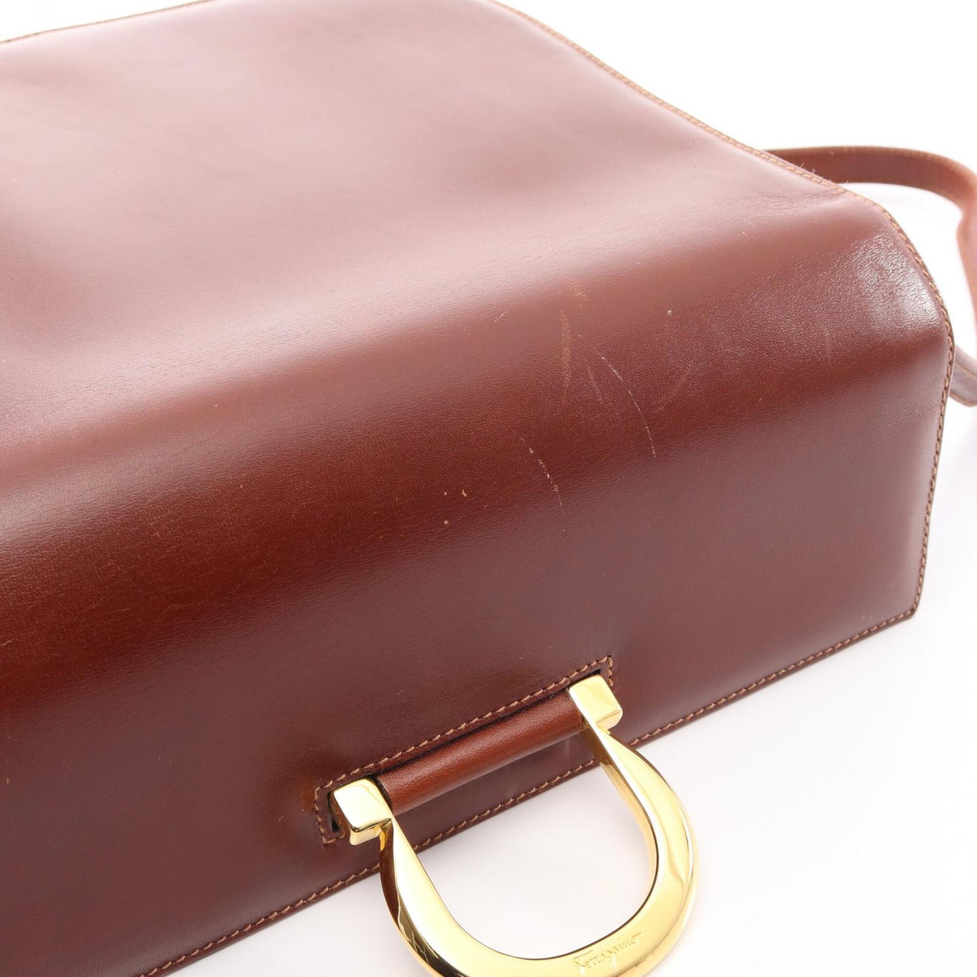 Salvatore Ferragamo Brown Leather Handbag Shoulder Bag (Pre-Owned)