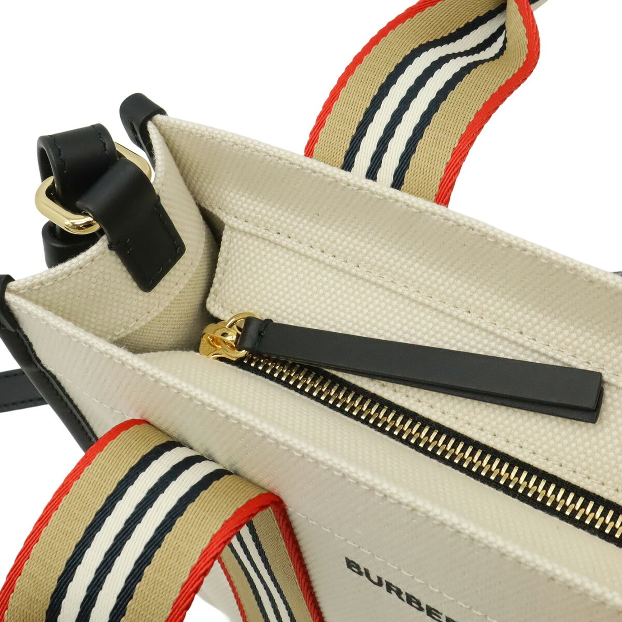 Burberry Beige Multi-Color Canvas Leather Shoulder Bag Tote Bag
