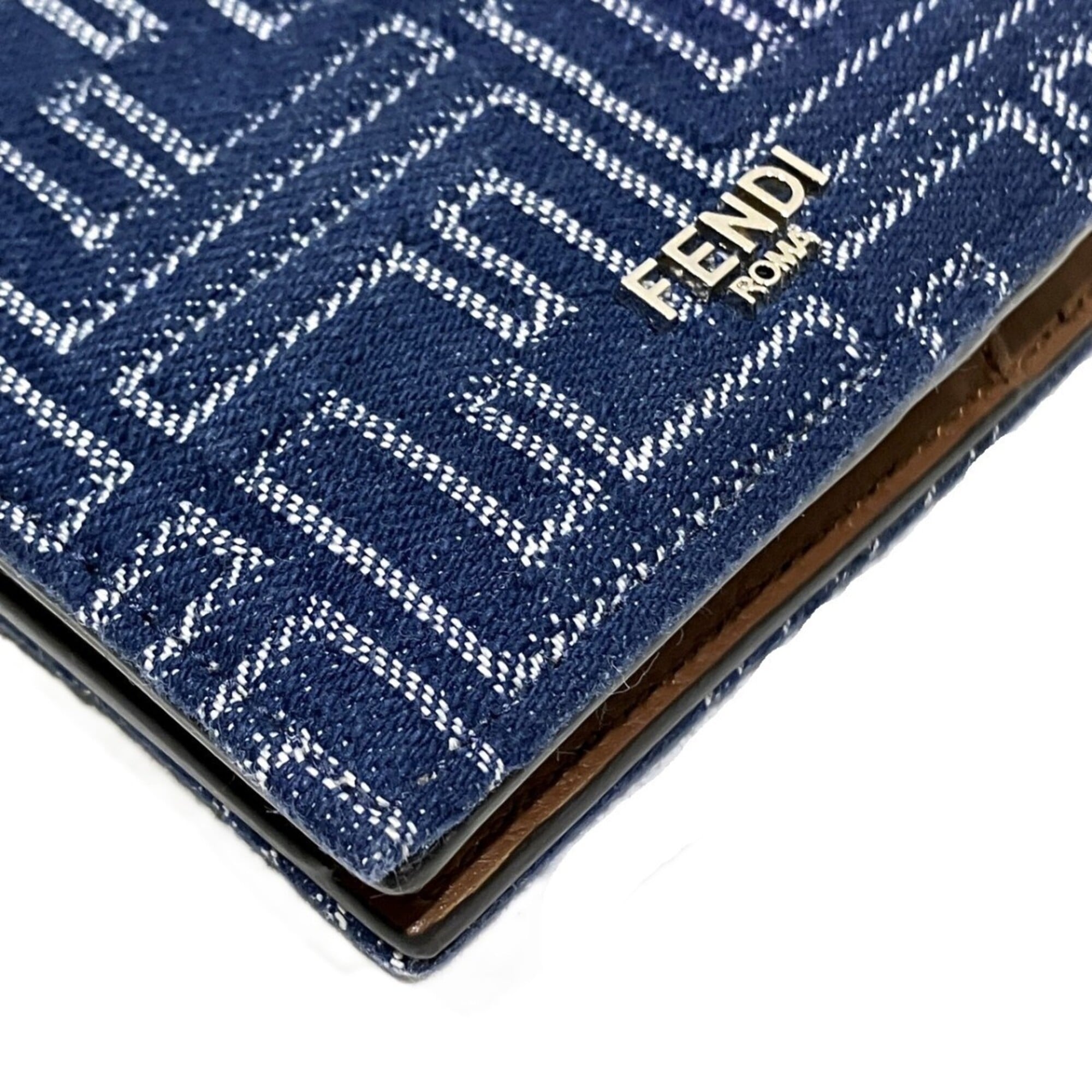 Fendi Blue Leather Fabric Wallet (Bi-Fold) (Pre-Owned)