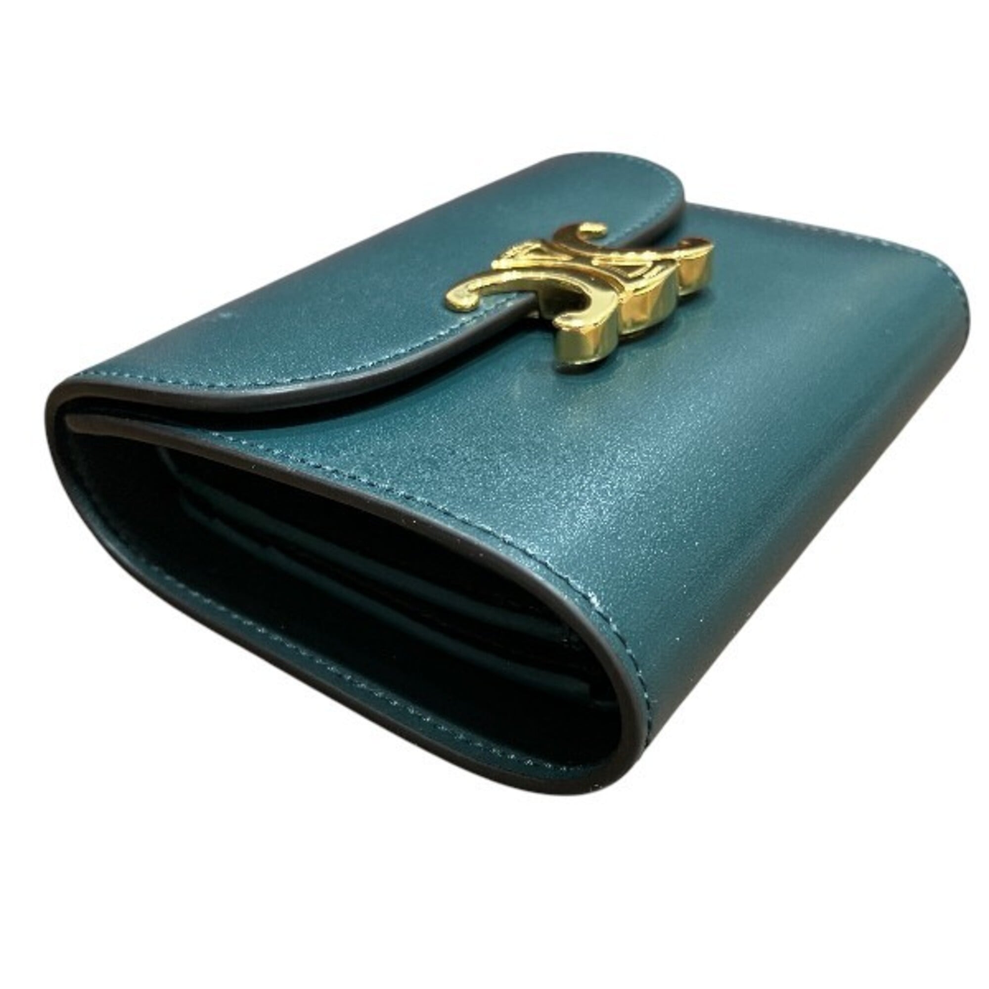Celine Green Leather Wallet (Tri-Fold) (Pre-Owned)