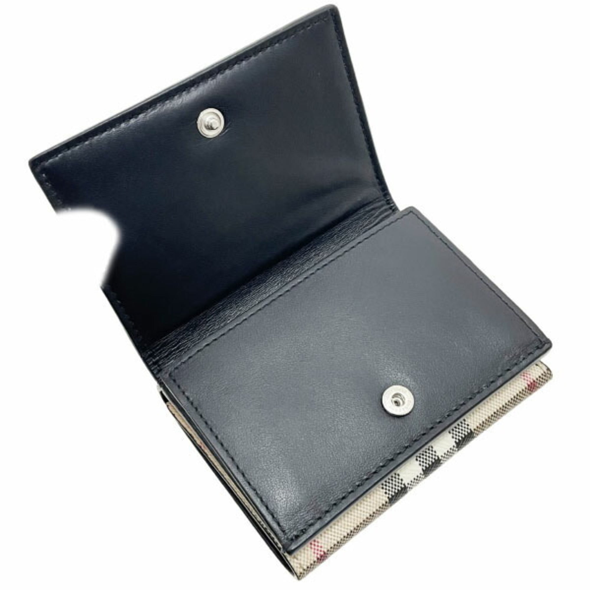 Burberry Beige Black Pvc Leather Wallet (Tri-Fold) (Pre-Owned)