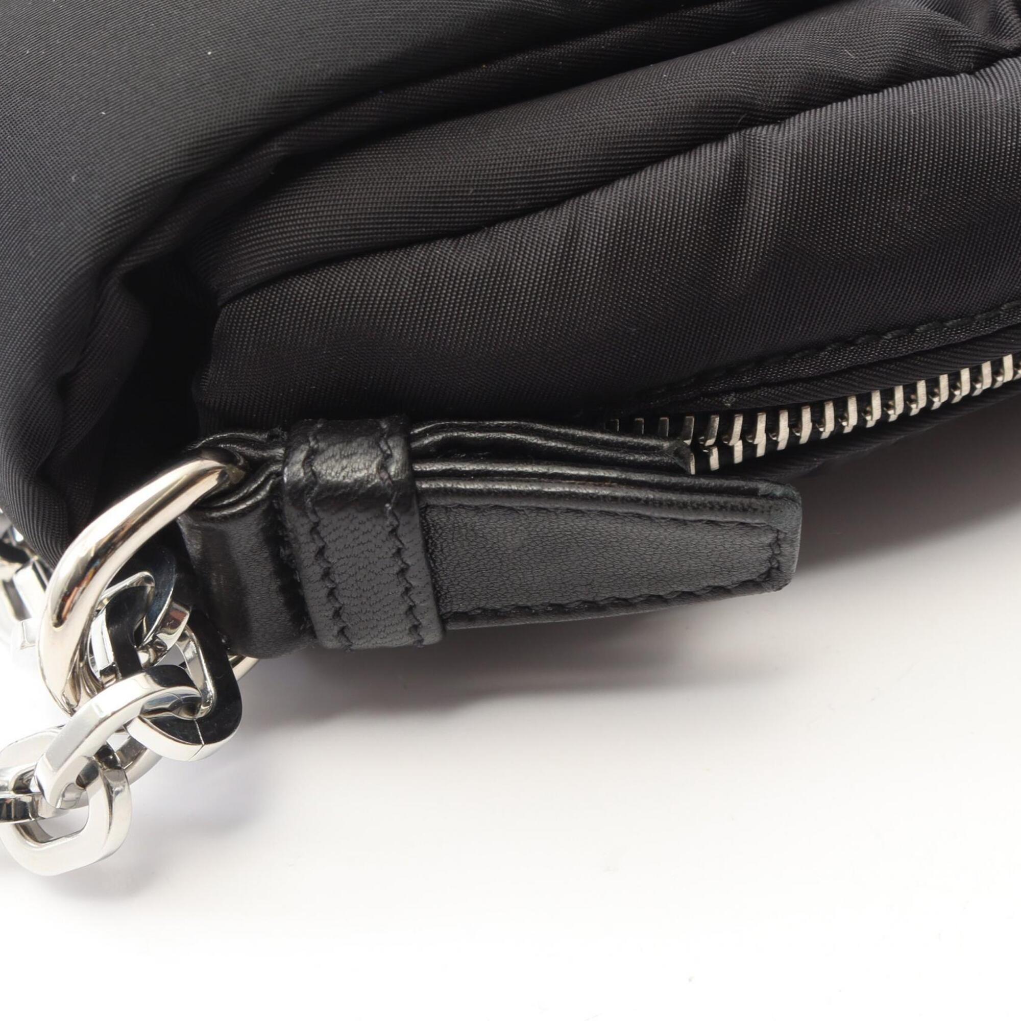 Prada Black Nylon Leather Handbag Shoulder Bag (Pre-Owned)