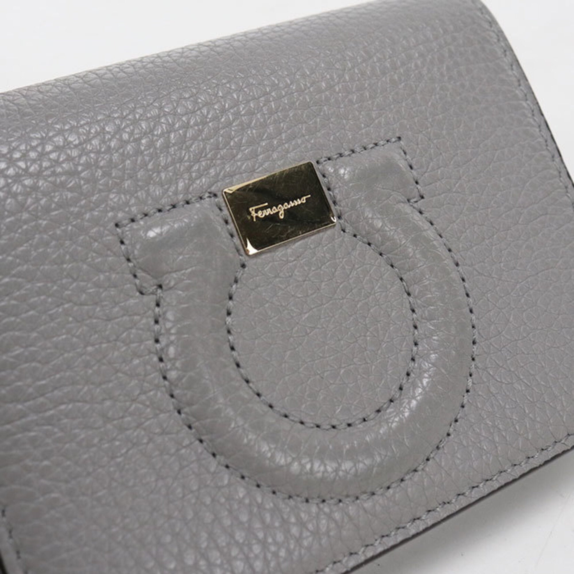 Salvatore Ferragamo Gray Leather Wallet (Bi-Fold) (Pre-Owned)