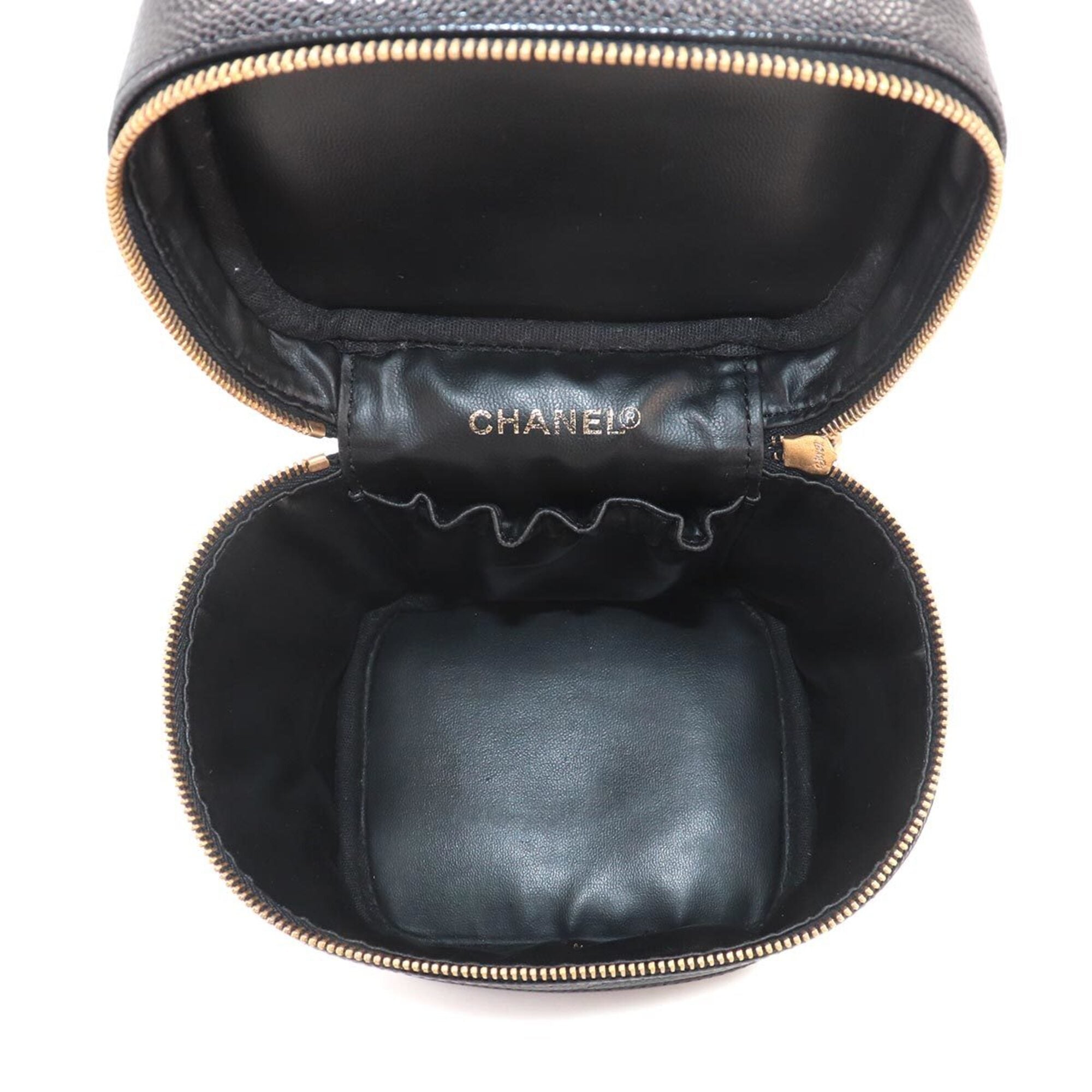 Chanel Black Grained Calfskin Handbag Vanity Bag (Pre-Owned)