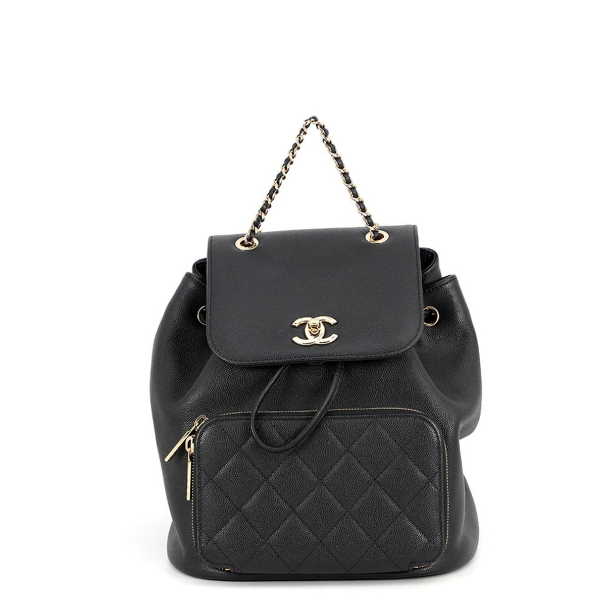Chanel Matelasse Black Grained Calfskin Backpack (Pre-Owned)