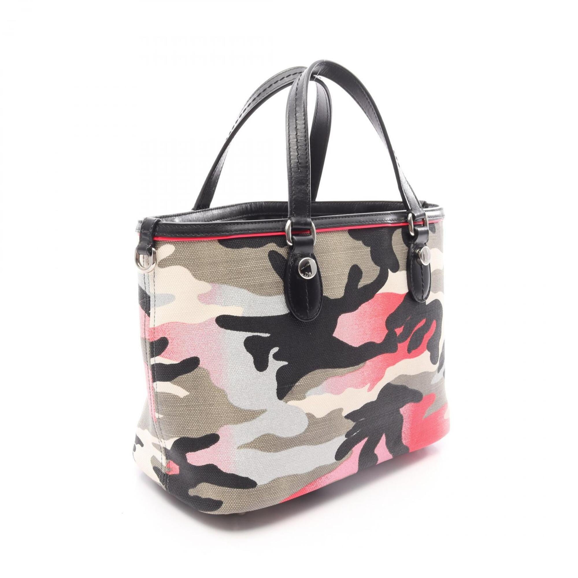 Christian Dior Black Multi-Color Canvas Leather Handbag (Pre-Owned)