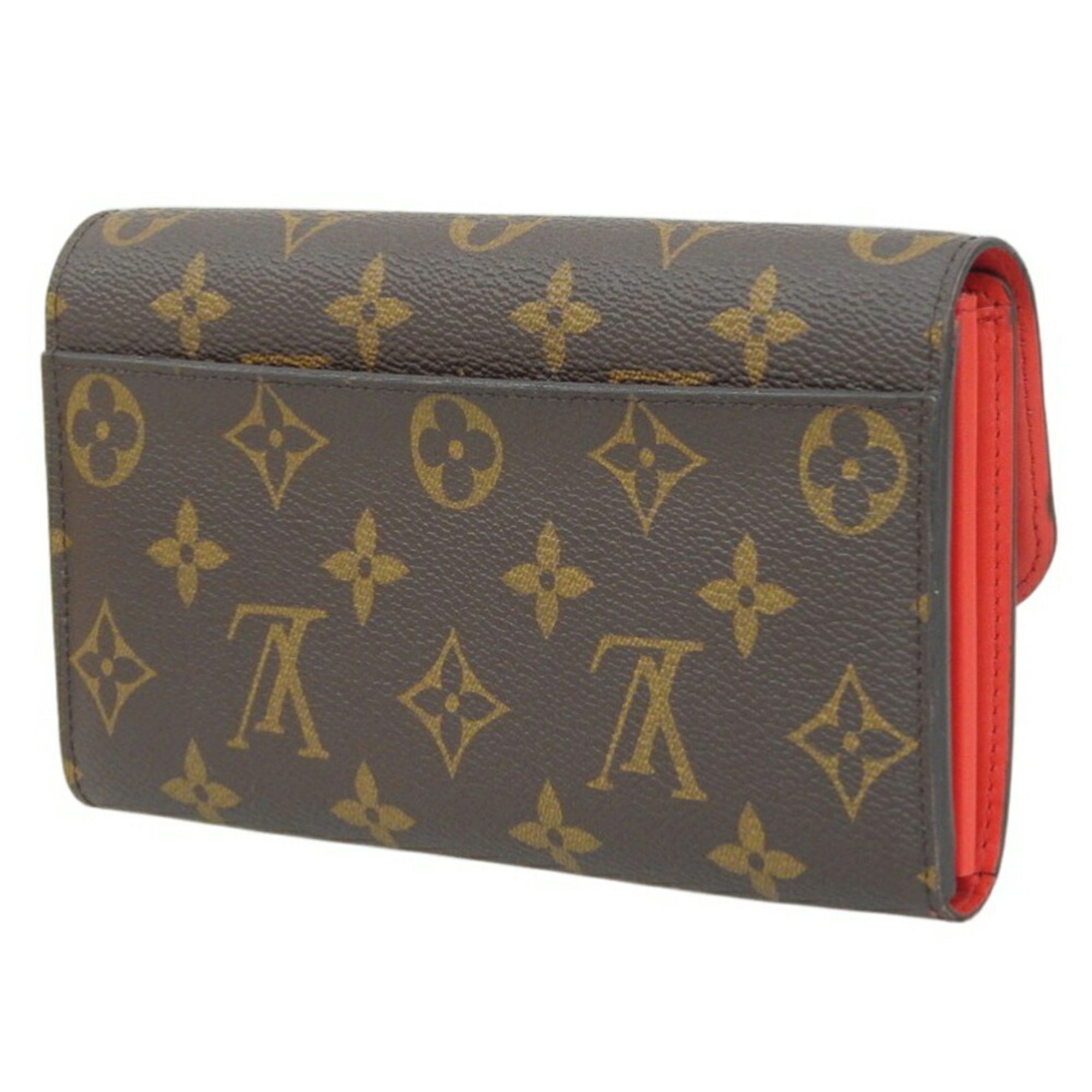 Louis Vuitton Brown Coquelicots Red Color Pvc Leather Long Wallet (Tri-Fold) (Pre-Owned)