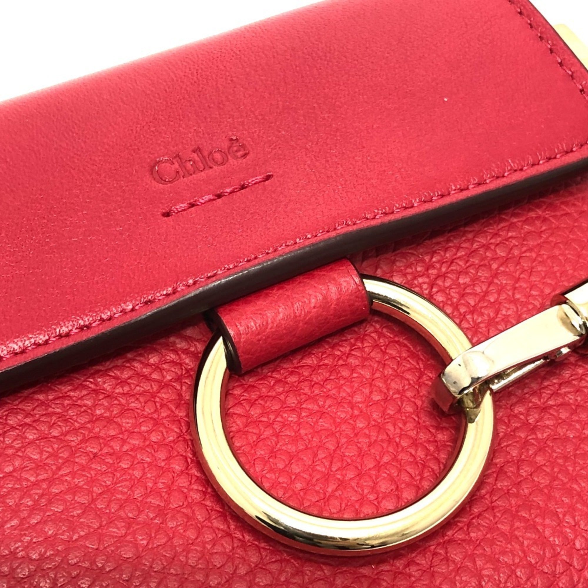 Chloé Red Color Leather Wallet (Bi-Fold) (Pre-Owned)