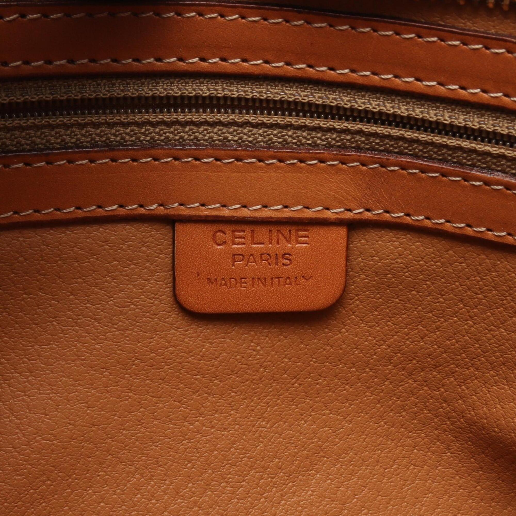 Celine Brown Coated Canvas Leather Handbag Tote Bag (Pre-Owned)